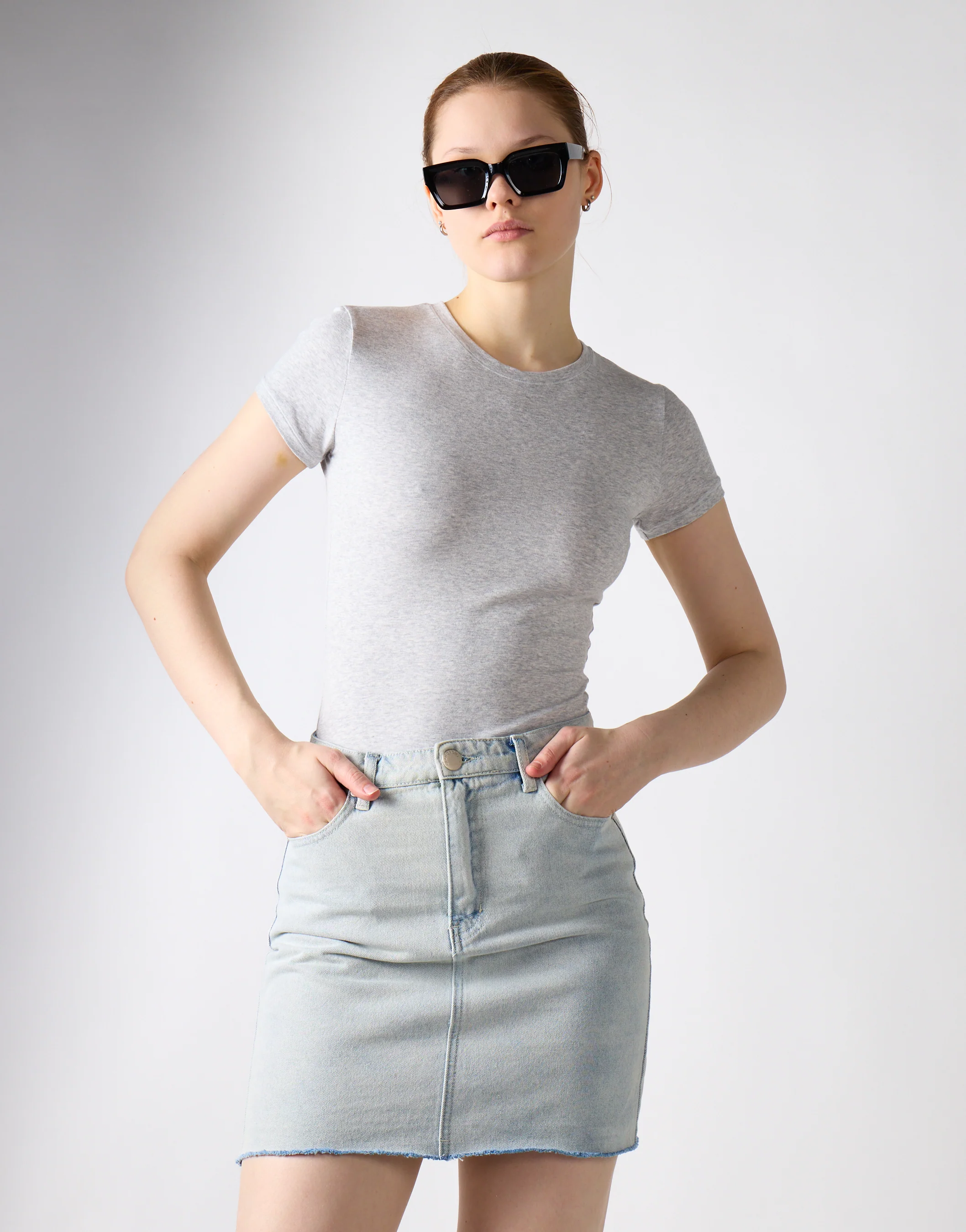 Bleach Wash Denim Mini-Skirt - Image 4