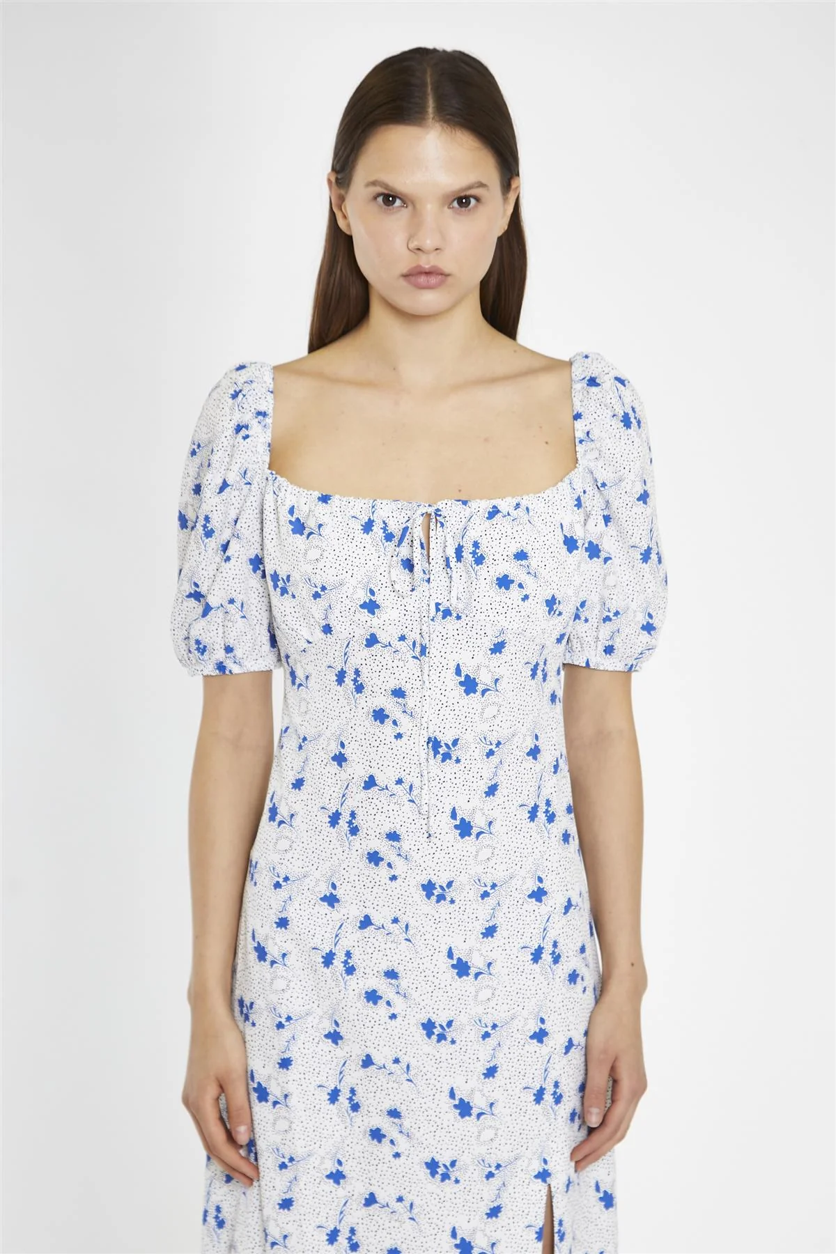 Blue Dot Vintage Floral Milkmaid Midi-Dress - Image 3