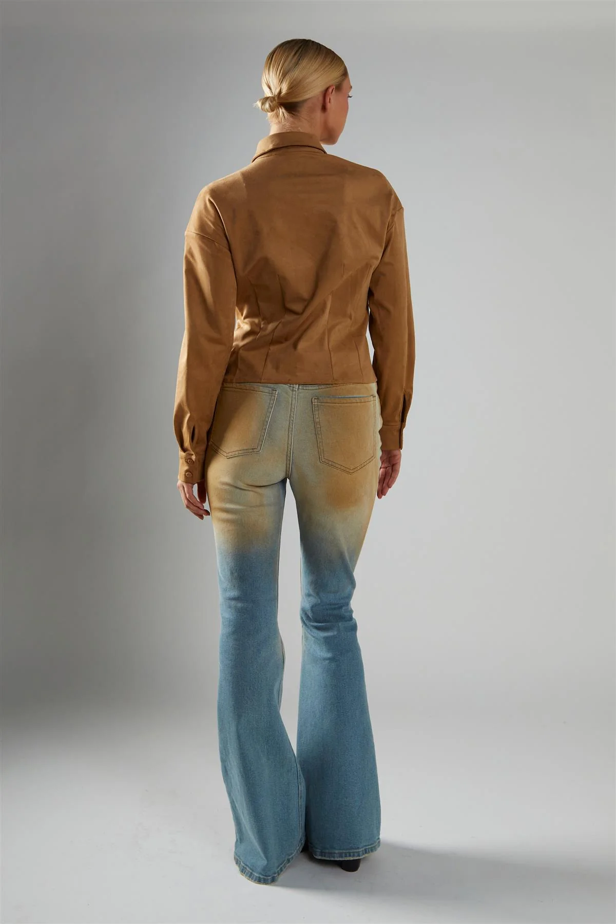 Blue-Mud-Wash Flared Jeans - Image 2