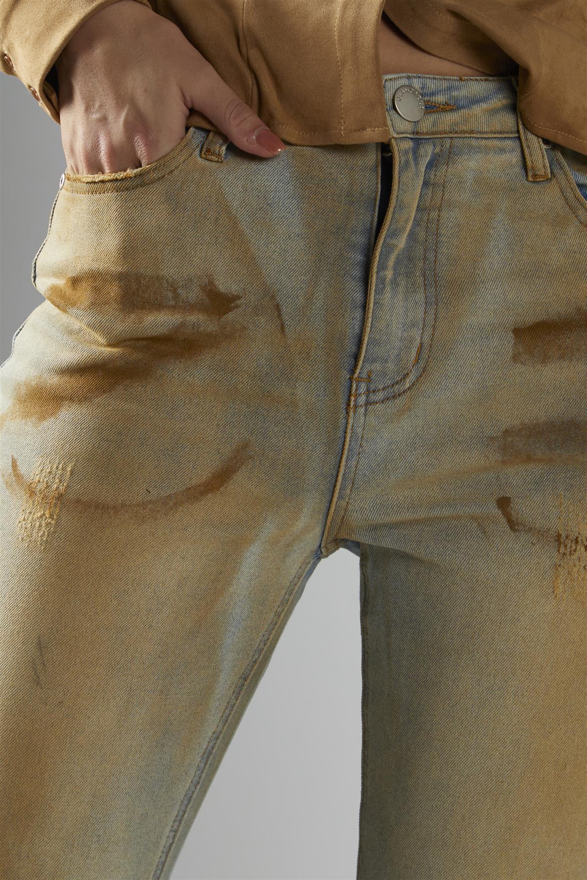 Blue-Mud-Wash Flared Jeans - Image 4