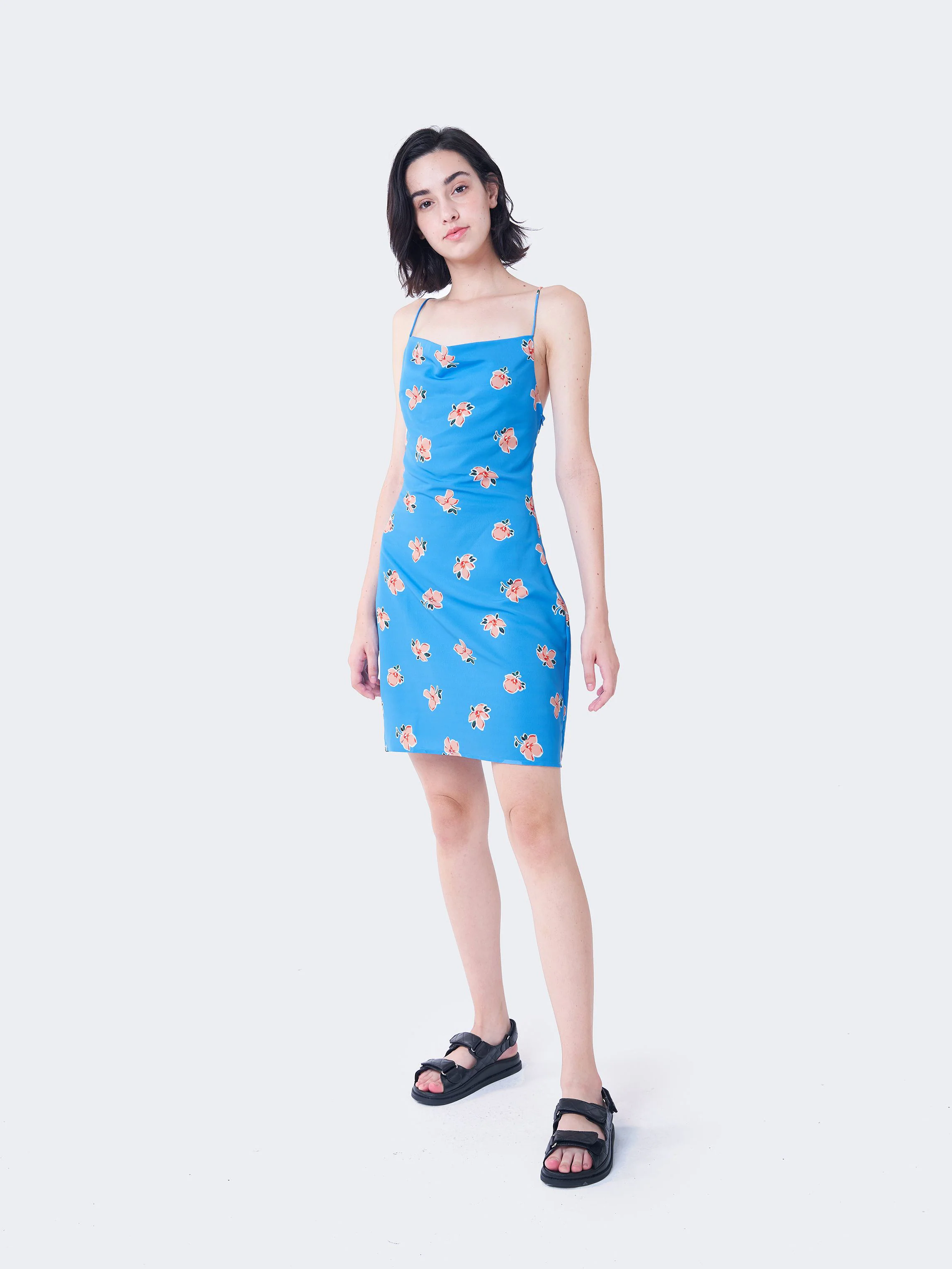 Glamorous Care Blue Orange Floral Mini Dress - Image 3