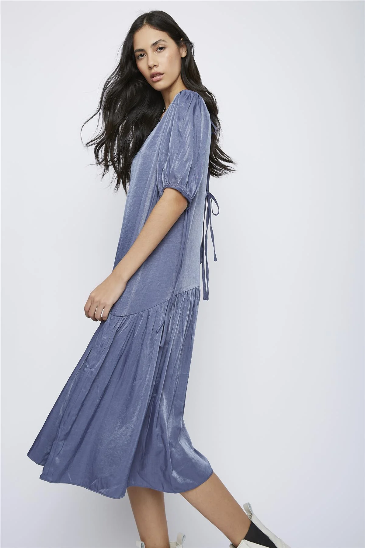 Blue Tie-Back- Midi-Dresses - Image 2
