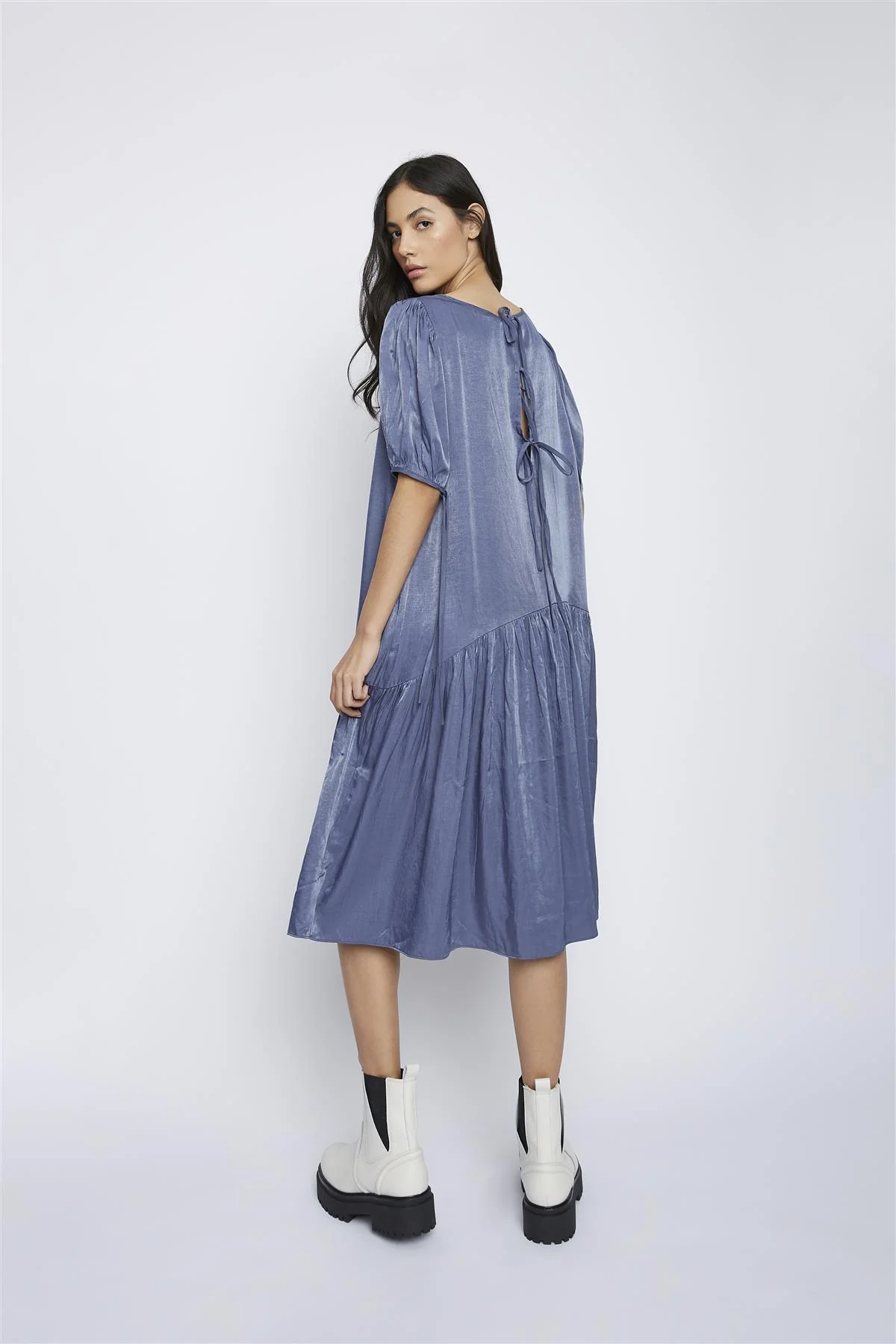 Blue Tie-Back- Midi-Dresses - Image 3