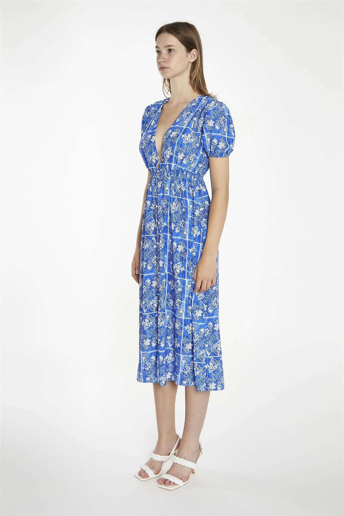 Blue-Tile Button-Front Midaxi-Dress - Image 4