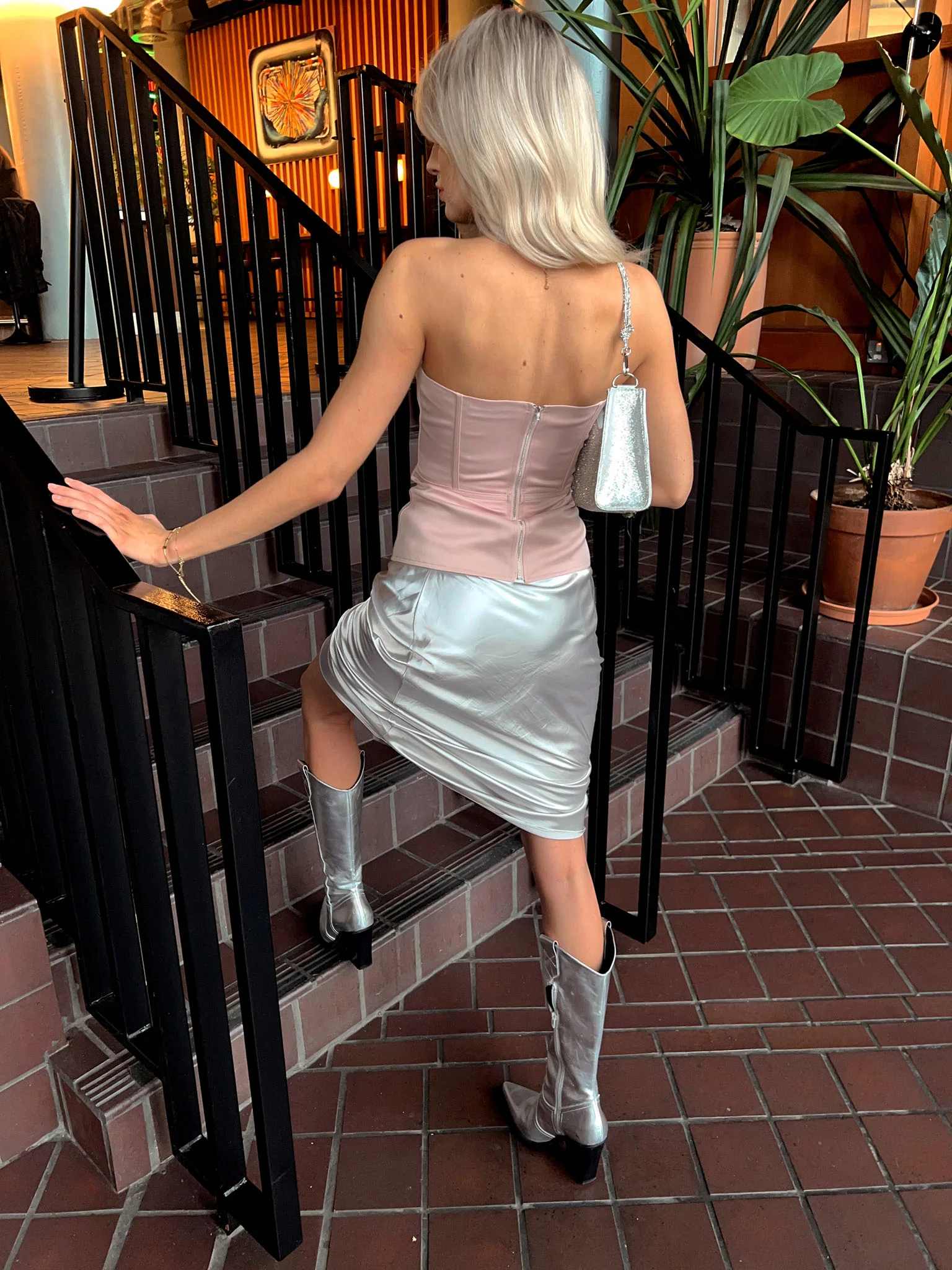 Blush Top-Stitched Strapless-Bustier - Image 3