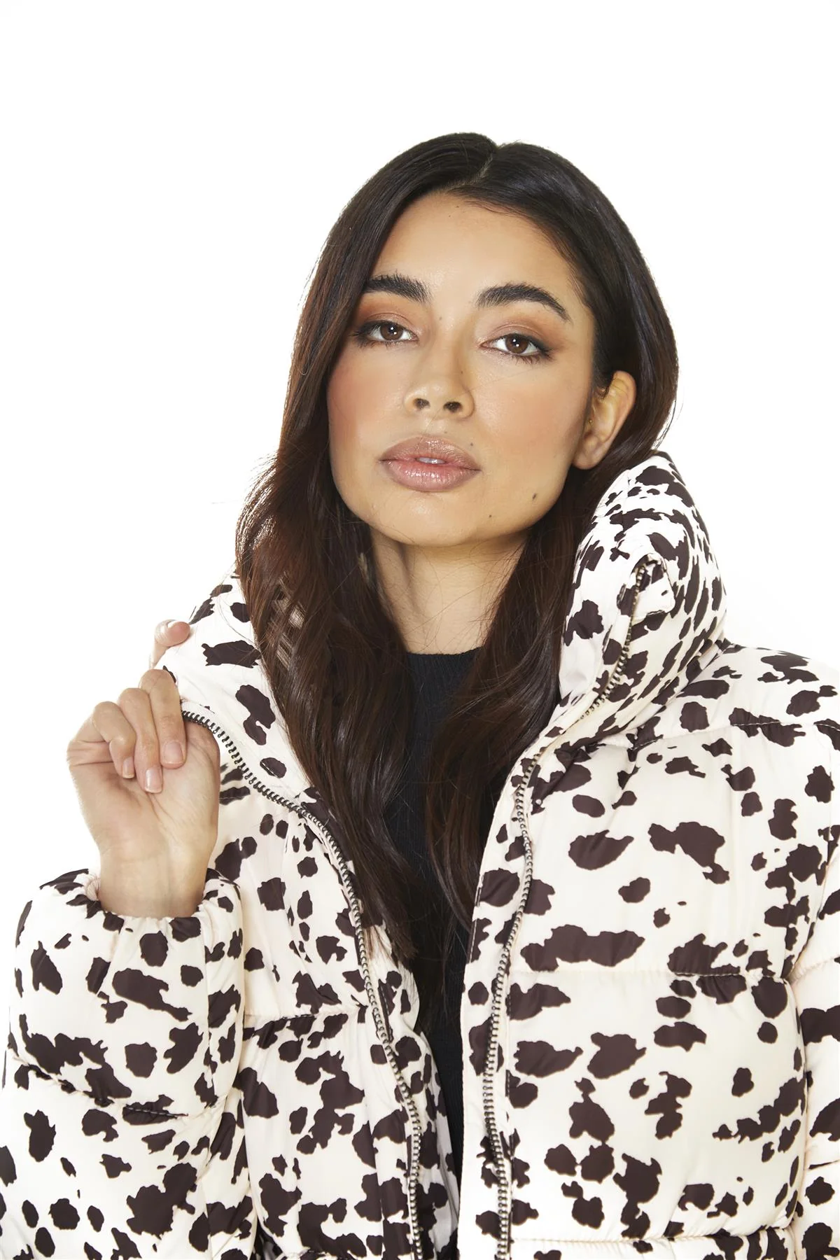 Brown-Abstract Nylon Puffer-Jacket - Image 3