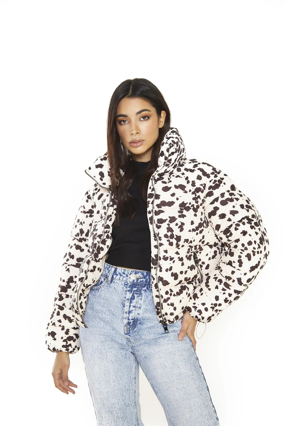 Brown-Abstract Nylon Puffer-Jacket - Image 4