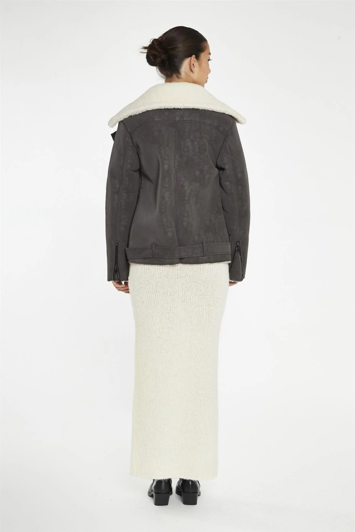 Brown-Cream Aviator Oversized-Jacket - Image 2