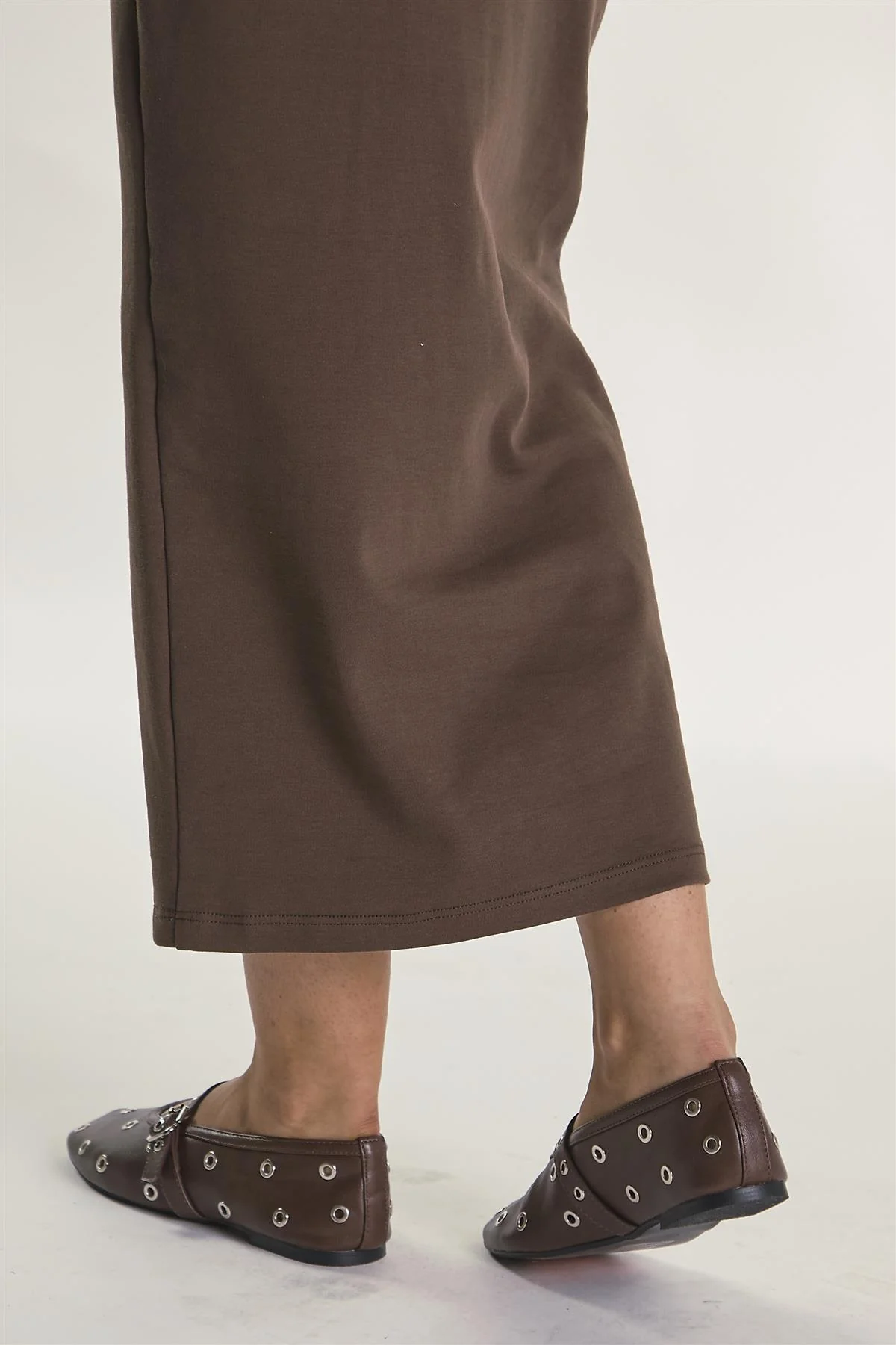 Brown-Eyelet Buckle Ballet-Flats - Image 3