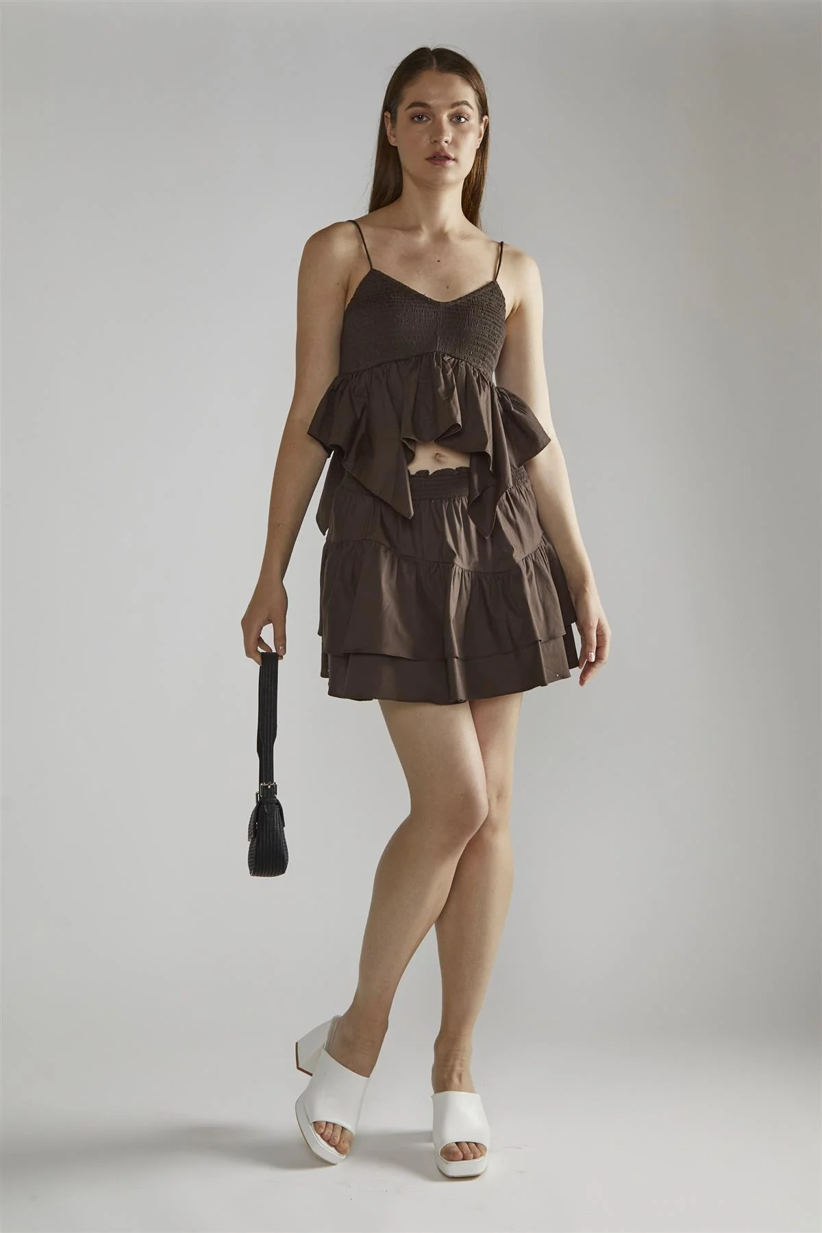 Brown Tiered Frill Cami Top - Image 3