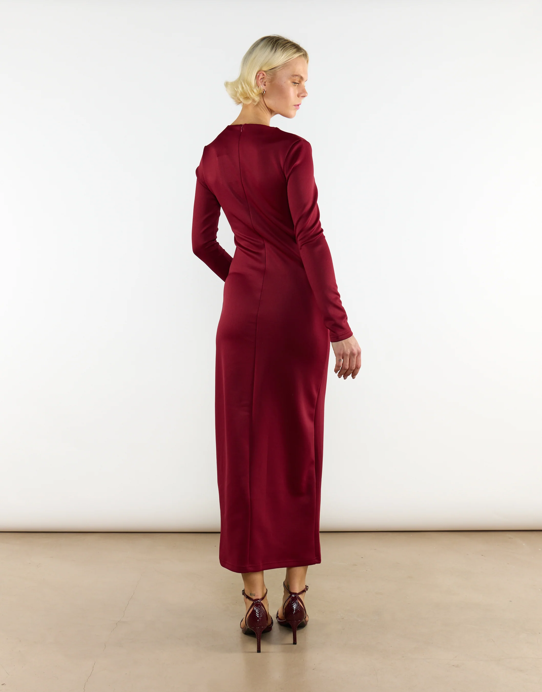 Burgundy Long Sleeve Bodycon Maxi Dress - Image 2
