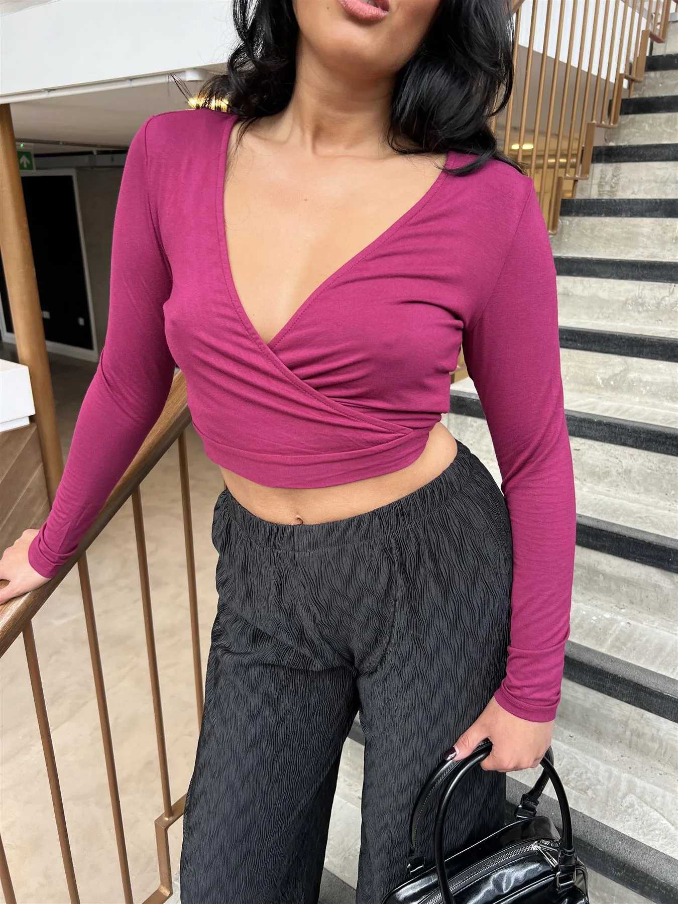 Burgundy Wrap Crop-Top - Image 3