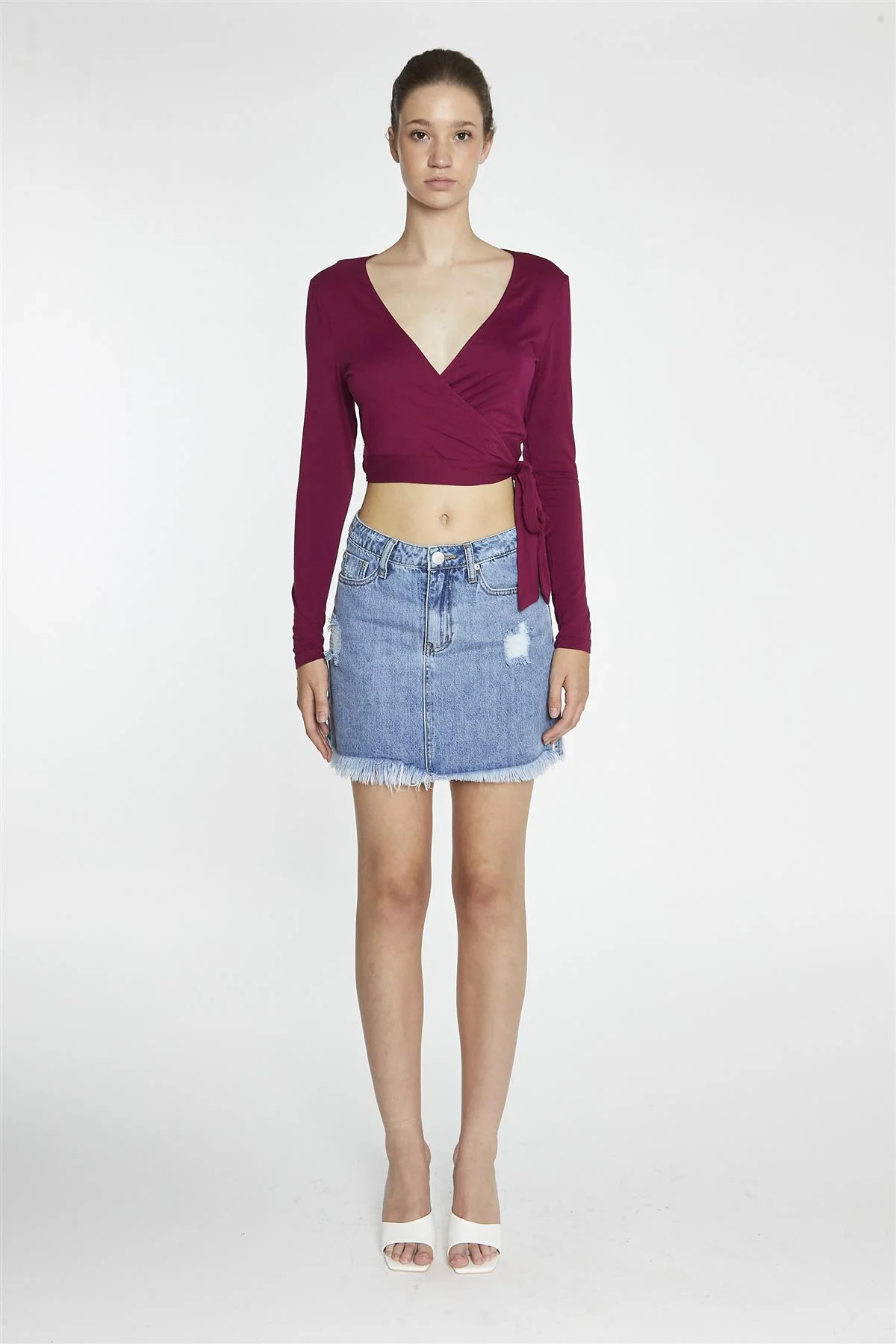Burgundy Wrap Crop-Top - Image 4