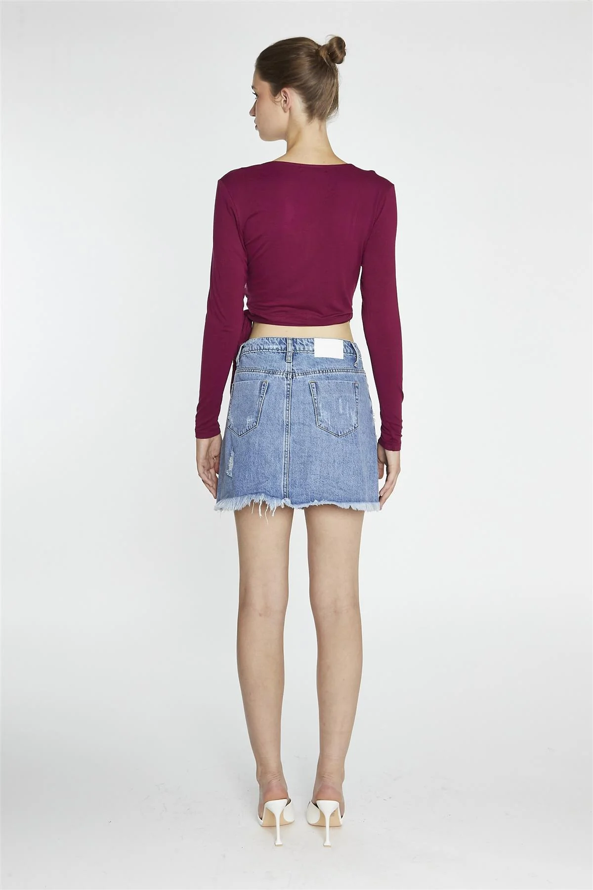 Burgundy Wrap Crop-Top - Image 5
