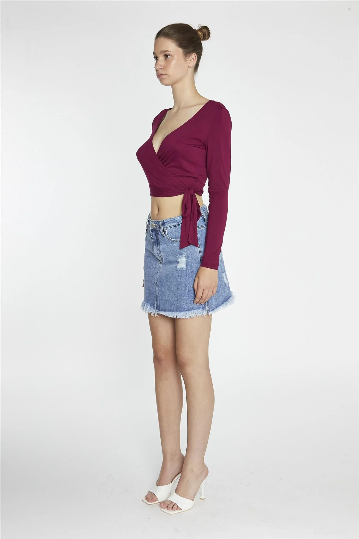 Burgundy Wrap Crop-Top - Image 7