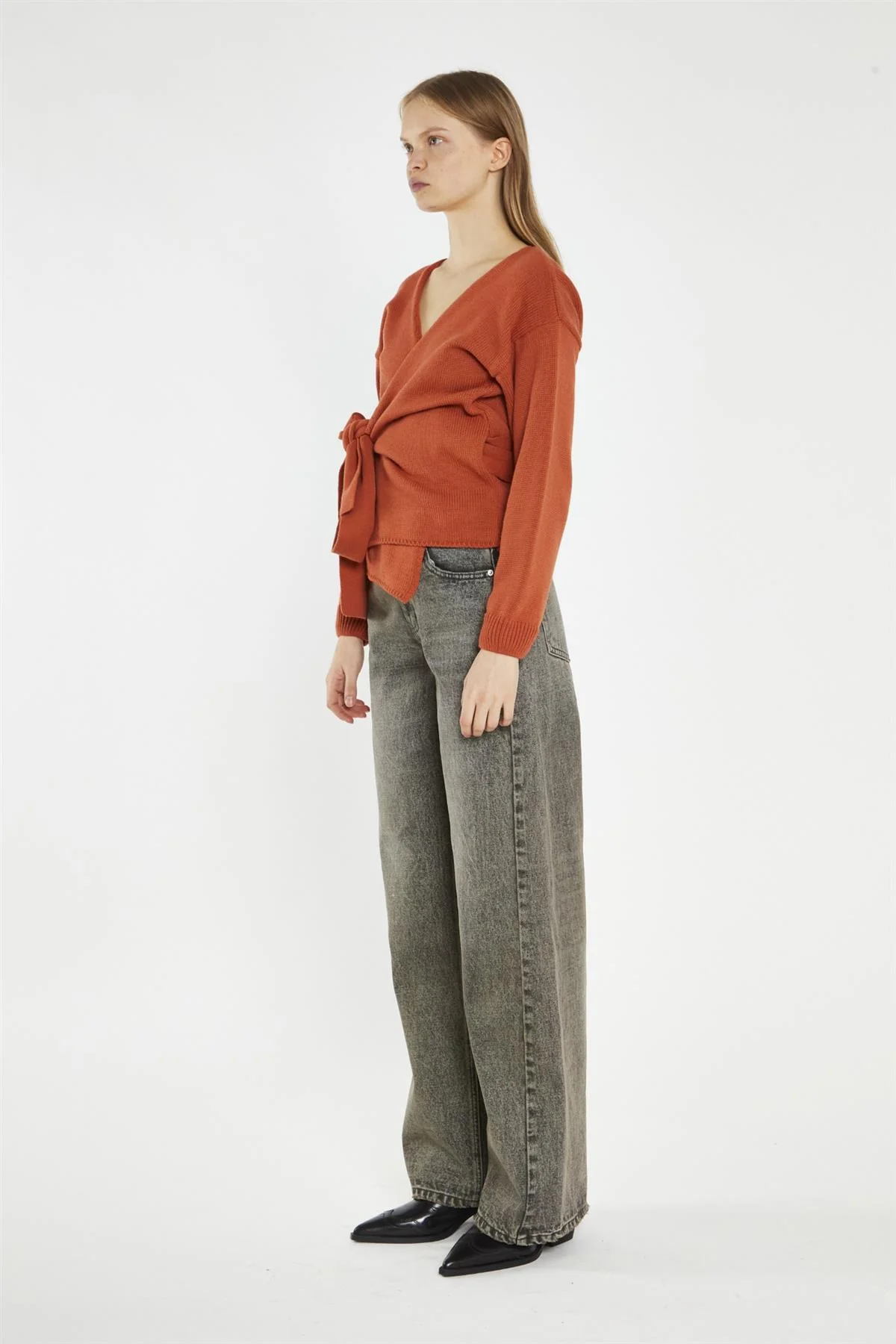 Burnt-Orange Wrap Cardigan - Image 4
