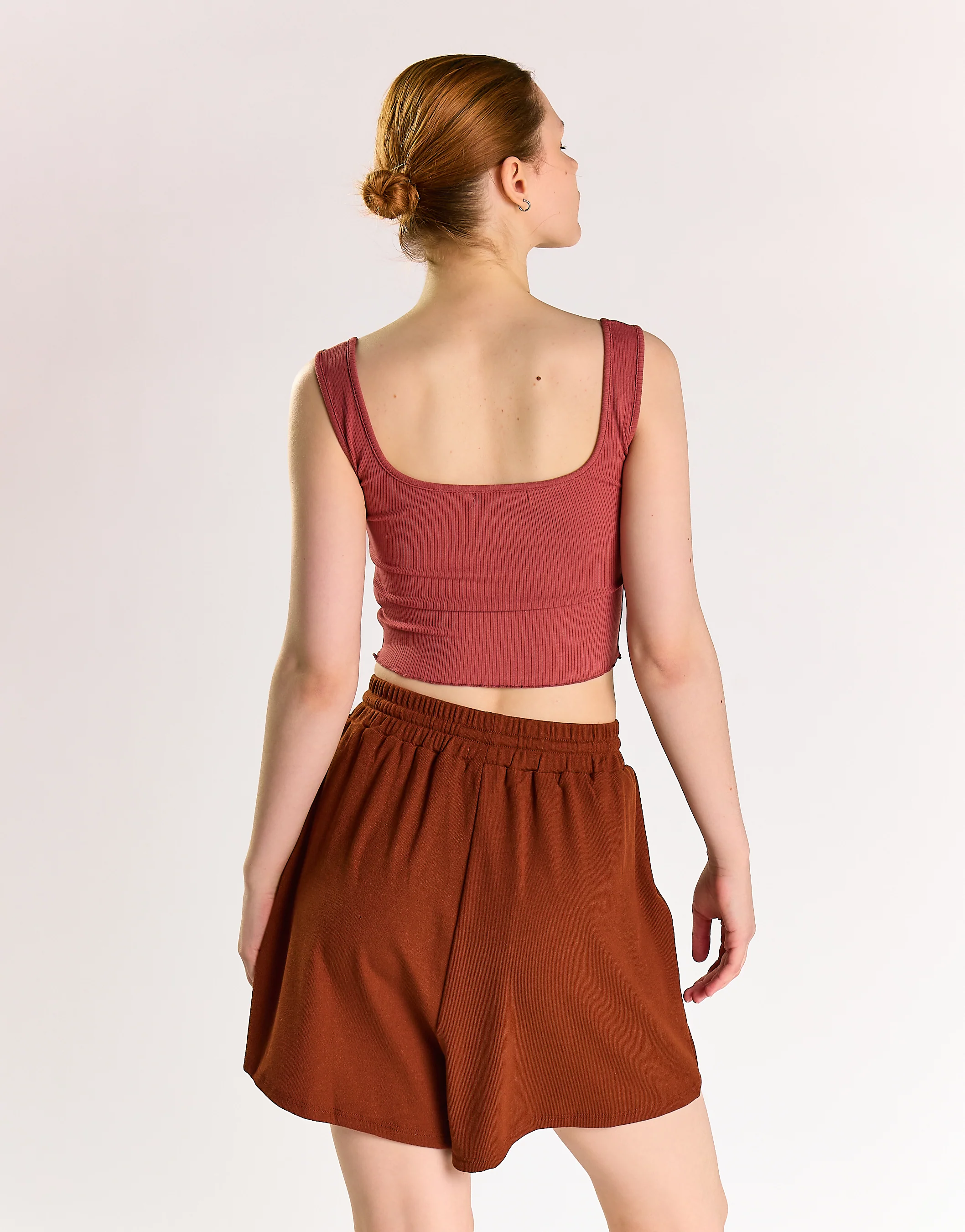 Burnt Sienna Ribbed Crop-Top - Image 2