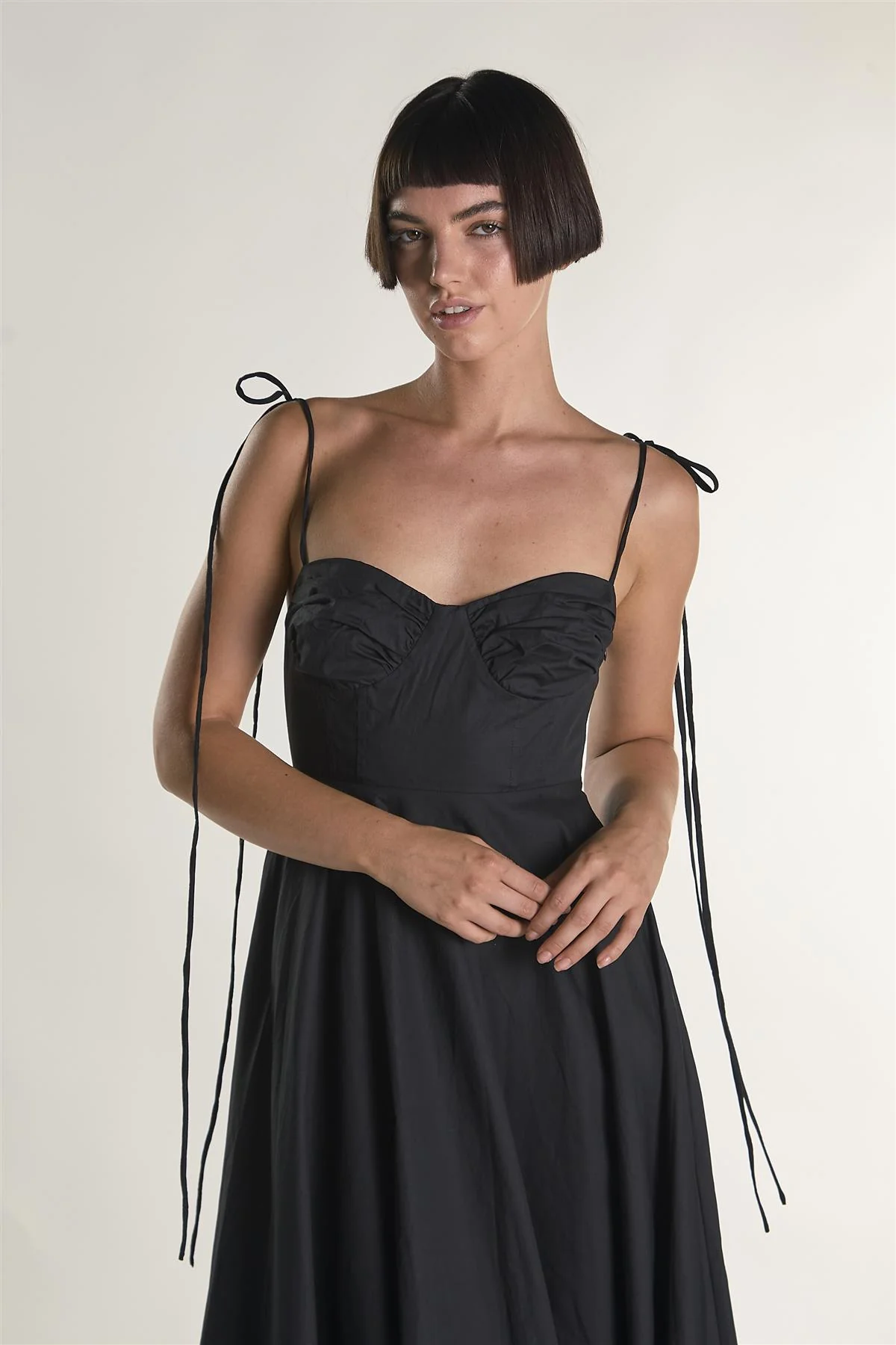 Bustier Style Floaty Midaxi Dress - Black - Image 3