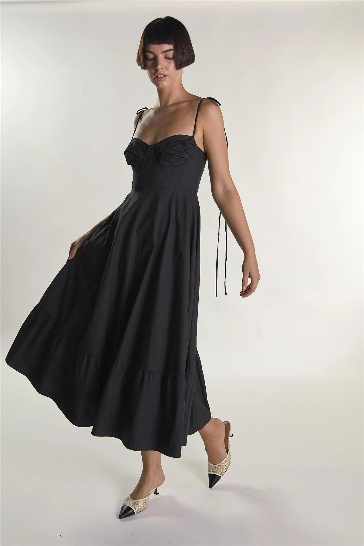 Bustier Style Floaty Midaxi Dress - Black - Image 4