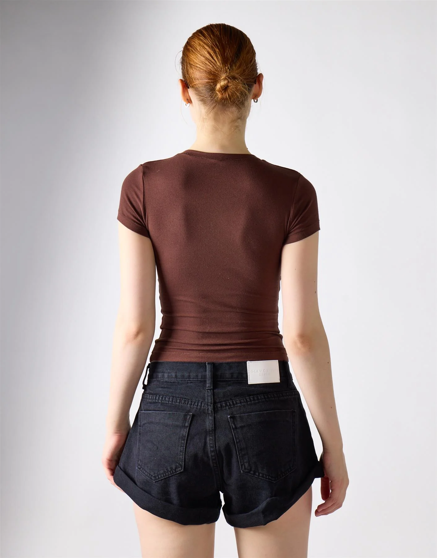 Washed Black Button Denim Shorts - Image 2