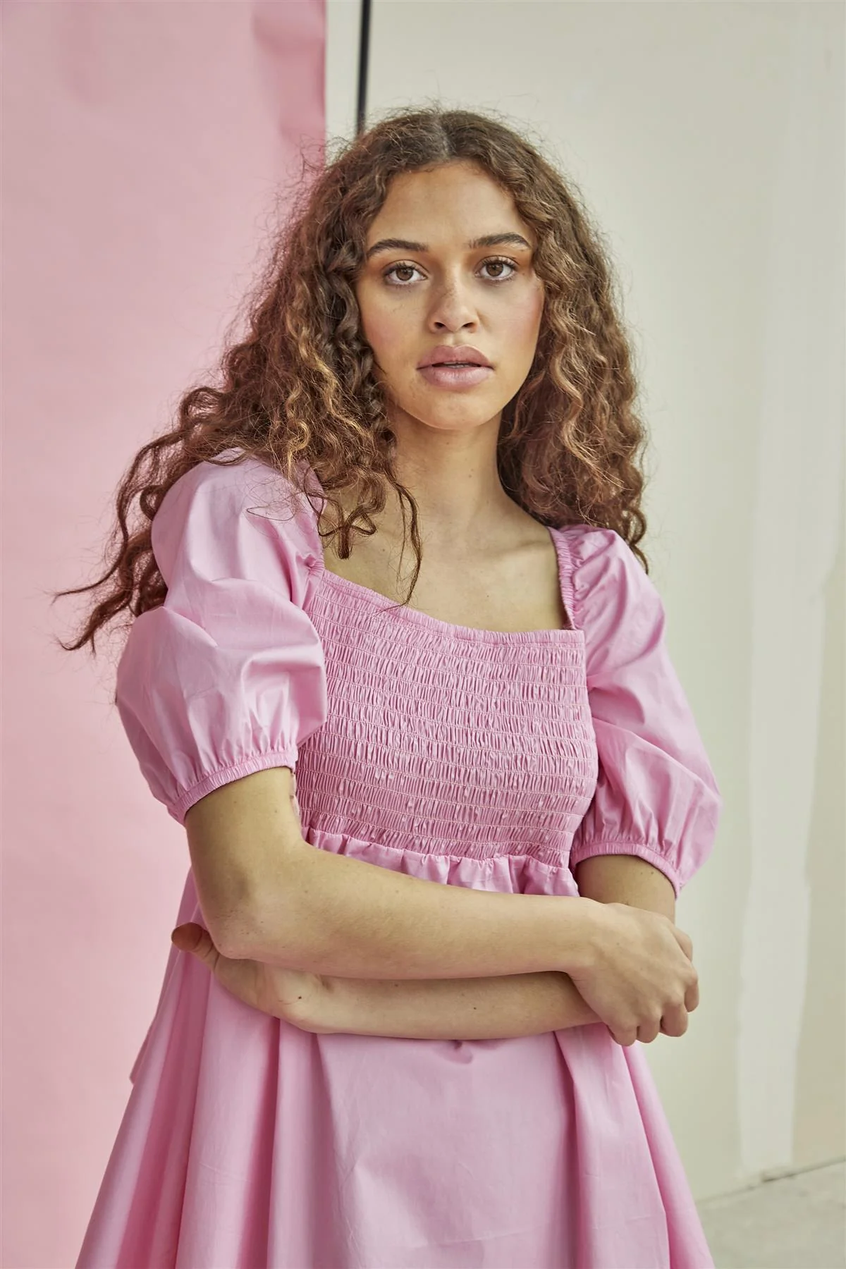 Candy-Pink Square-Neck Mini-Dress - Image 3