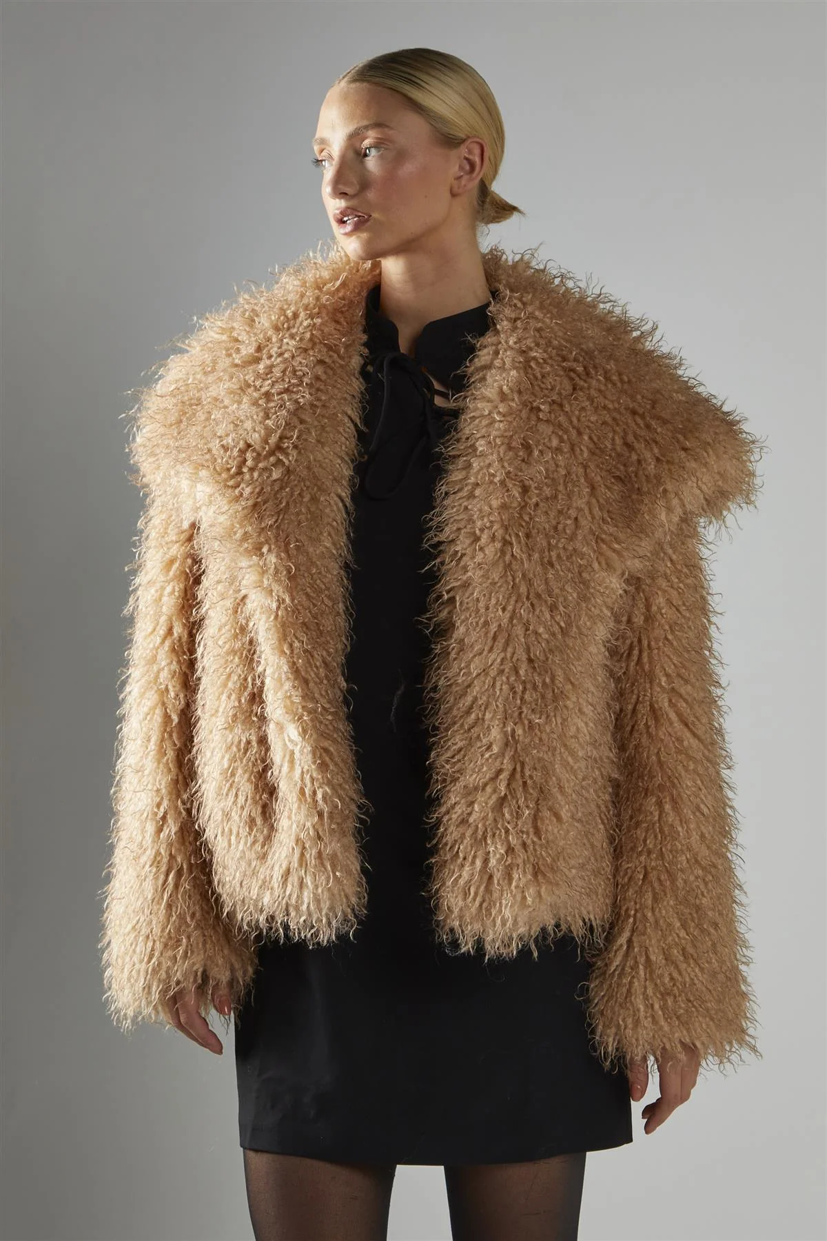 Caramel Oversized-Collar Faux- Fur Coat - Image 3