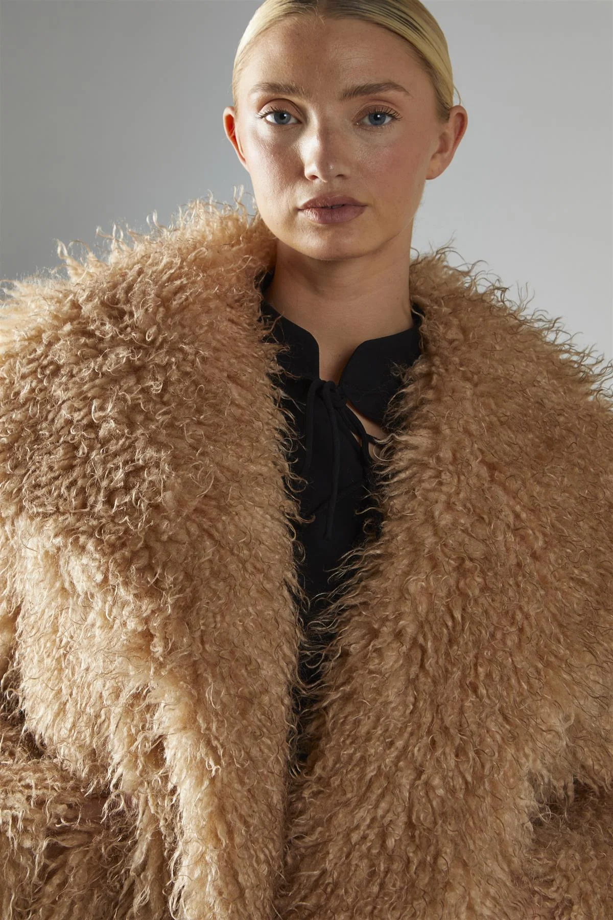 Caramel Oversized-Collar Faux- Fur Coat - Image 4