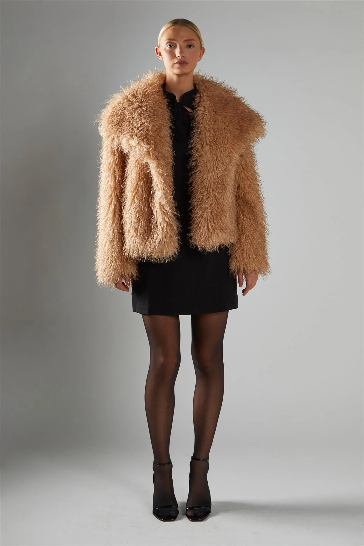Caramel Oversized-Collar Faux- Fur Coat - Image 5