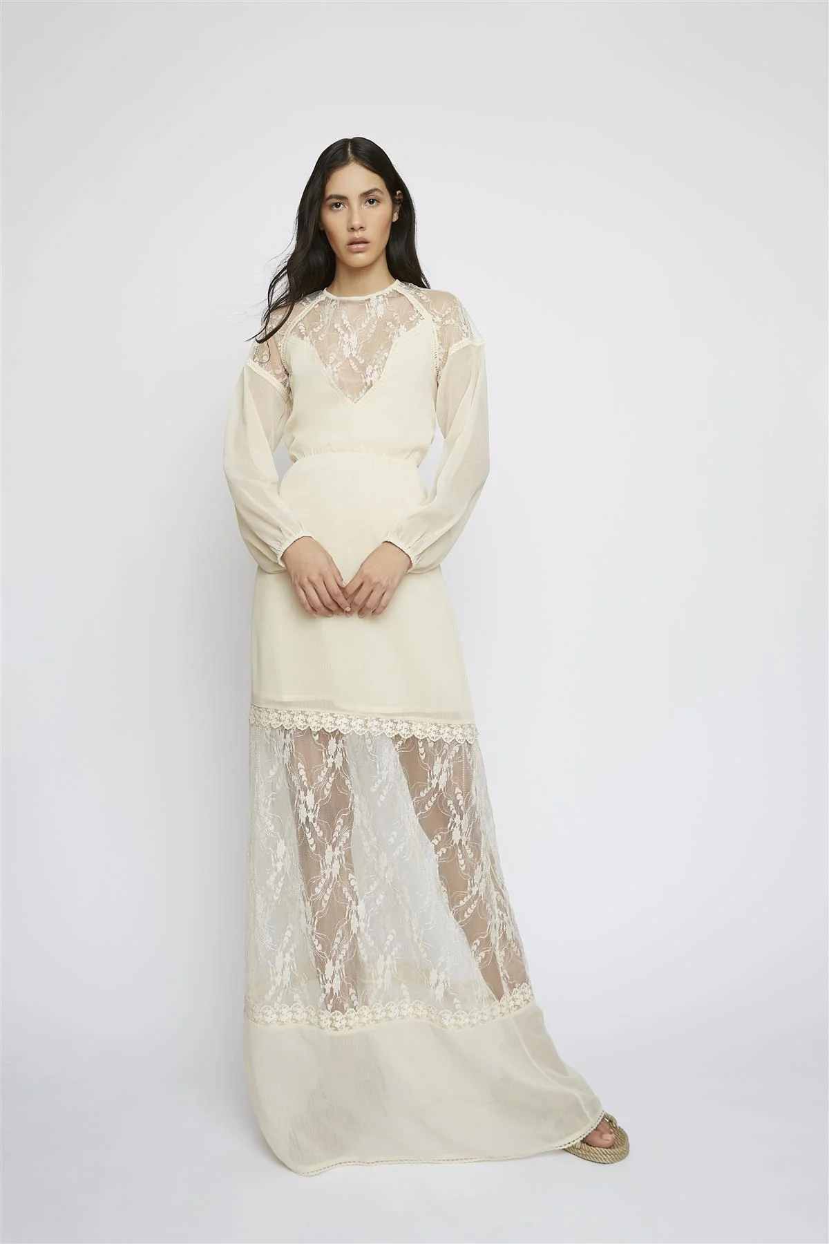 Champagne Lace-Detail Maxi-Dress - Image 2
