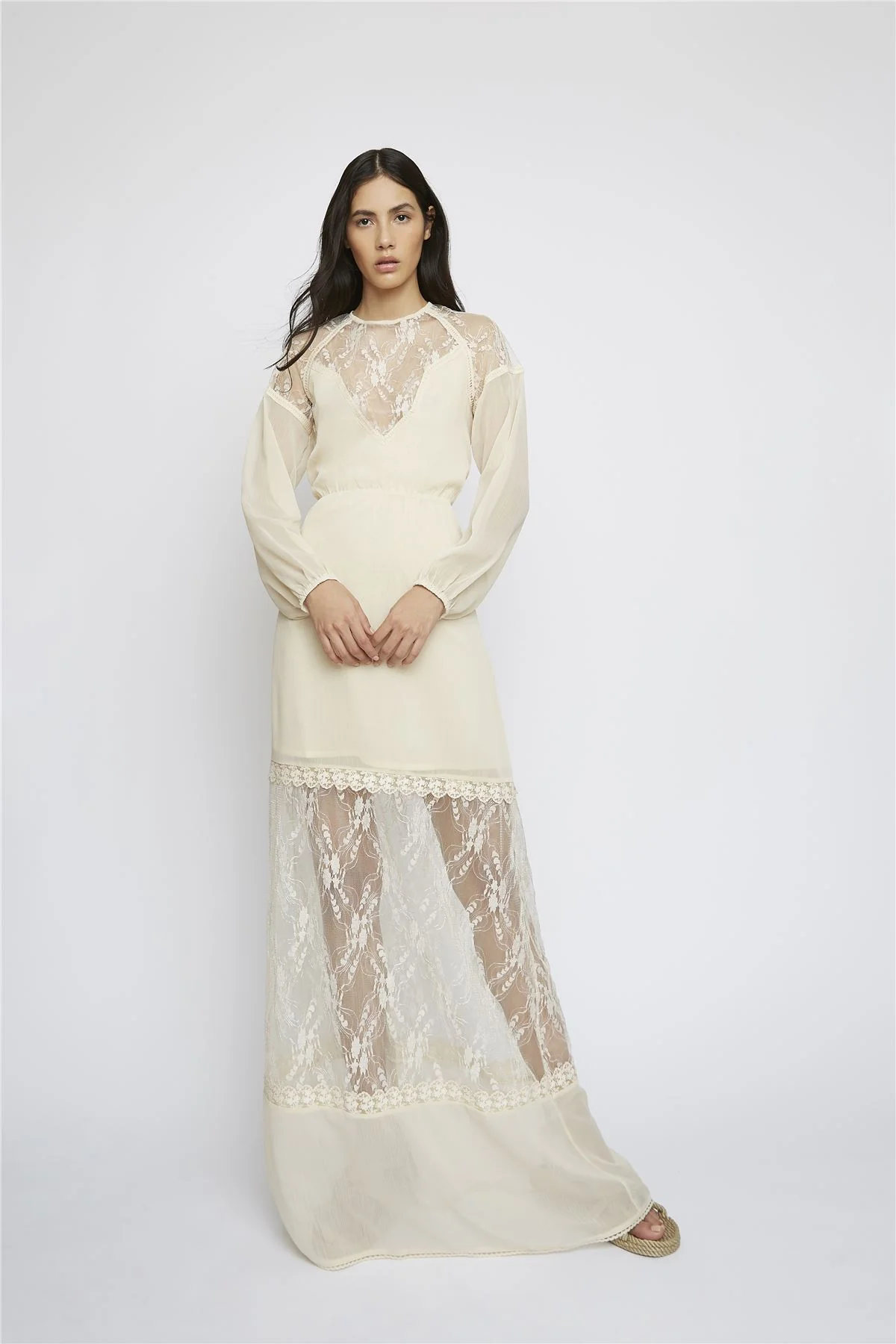 Champagne Lace-Detail Maxi-Dress - Image 4