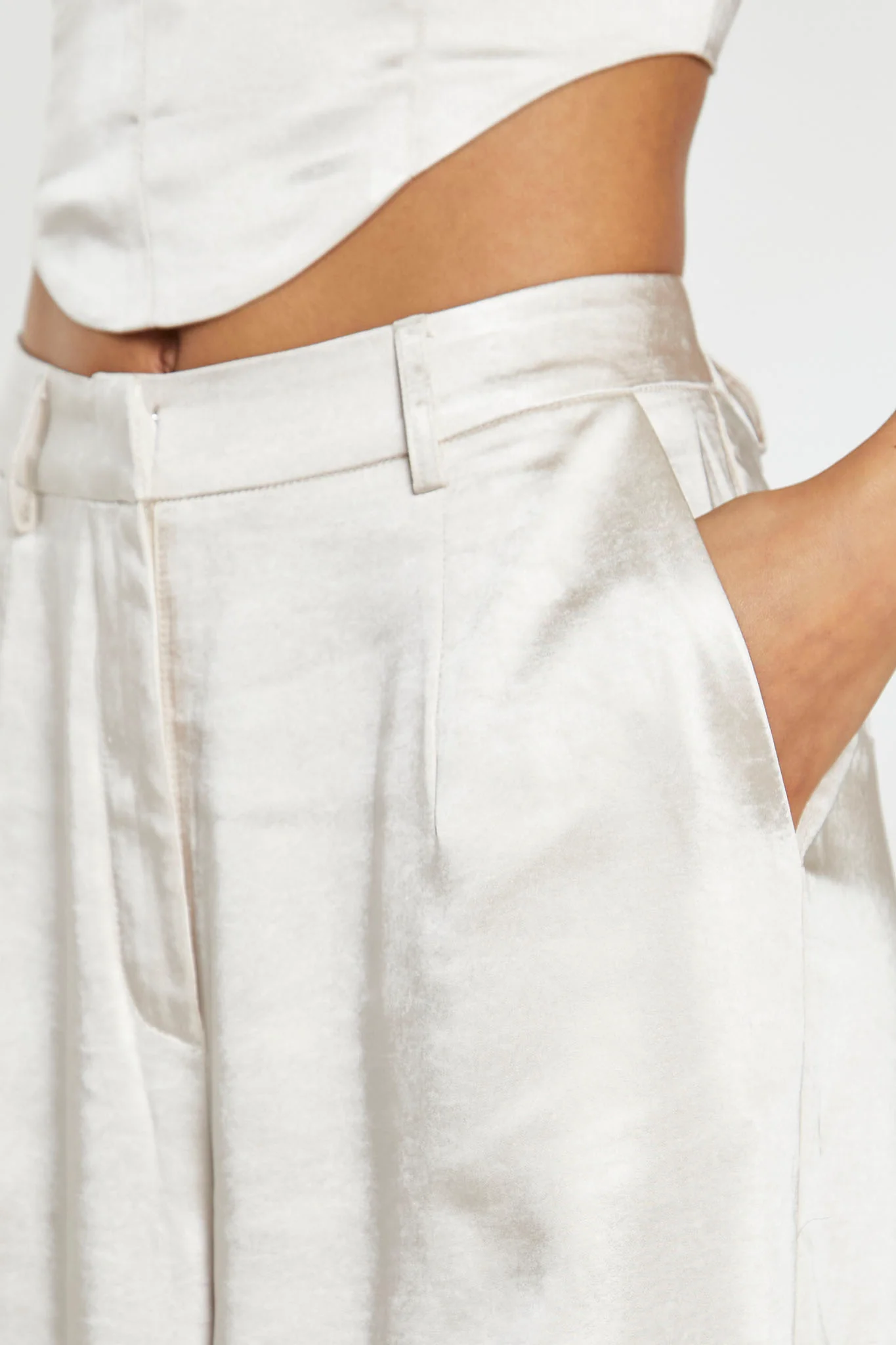 Champagne Satin Wide Leg Trousers - Image 3