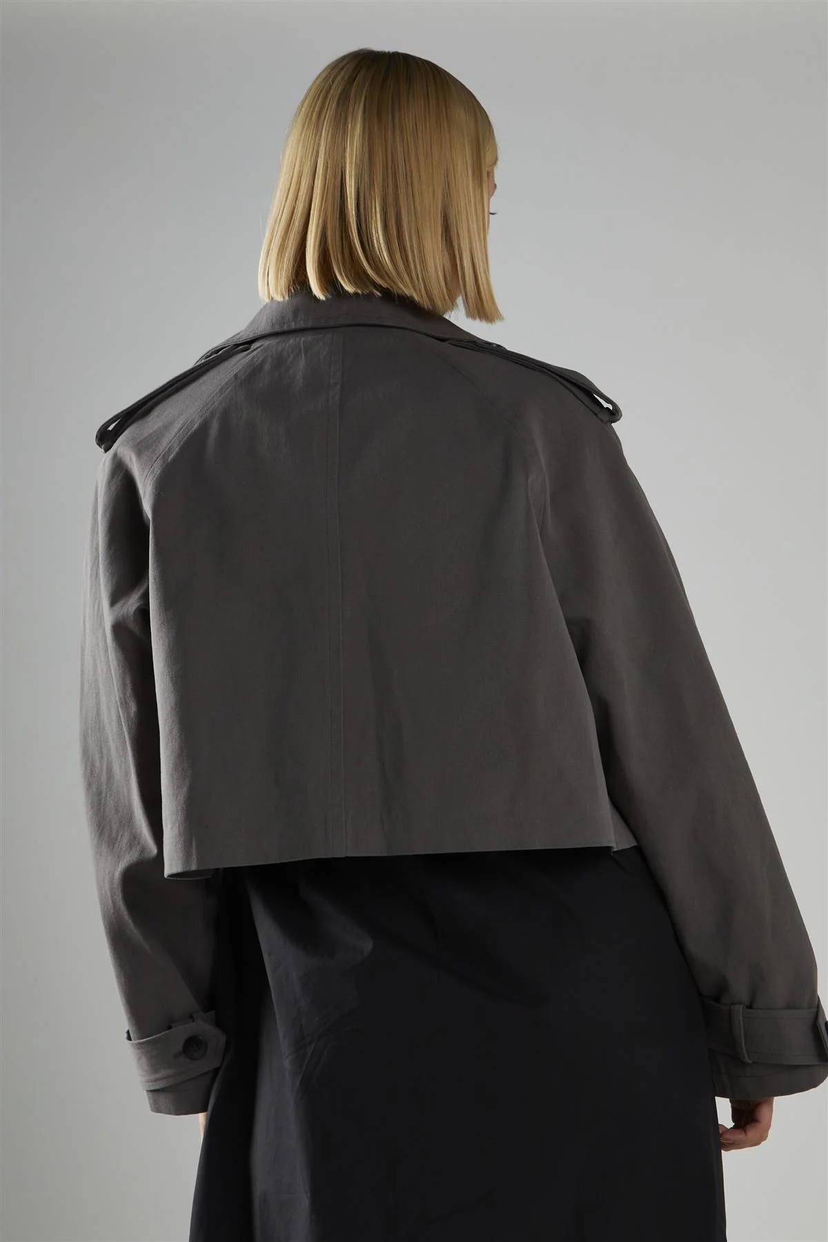 Charcoal Cropped Trench-Coat - Image 2