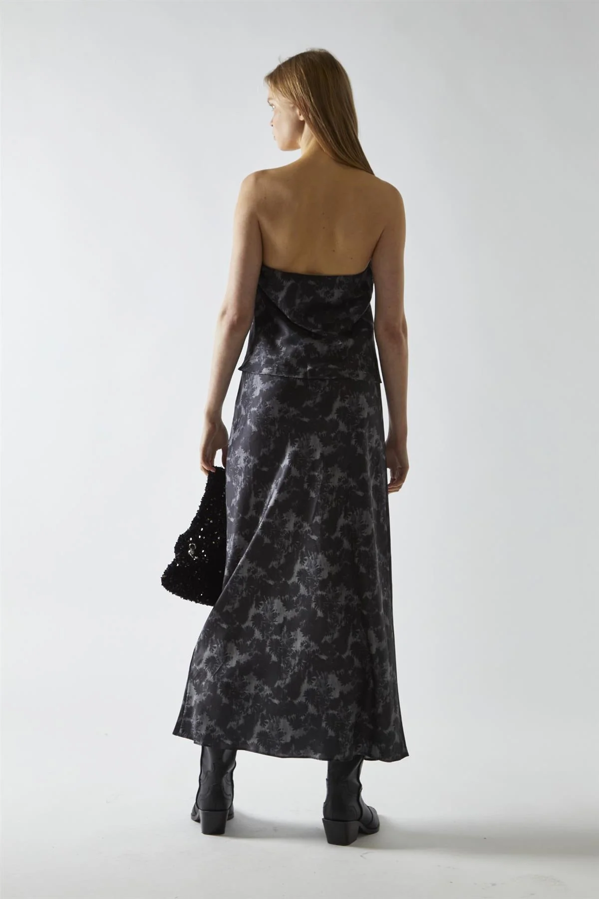 Charcoal Digital-Floral Midi Skirt - Image 2