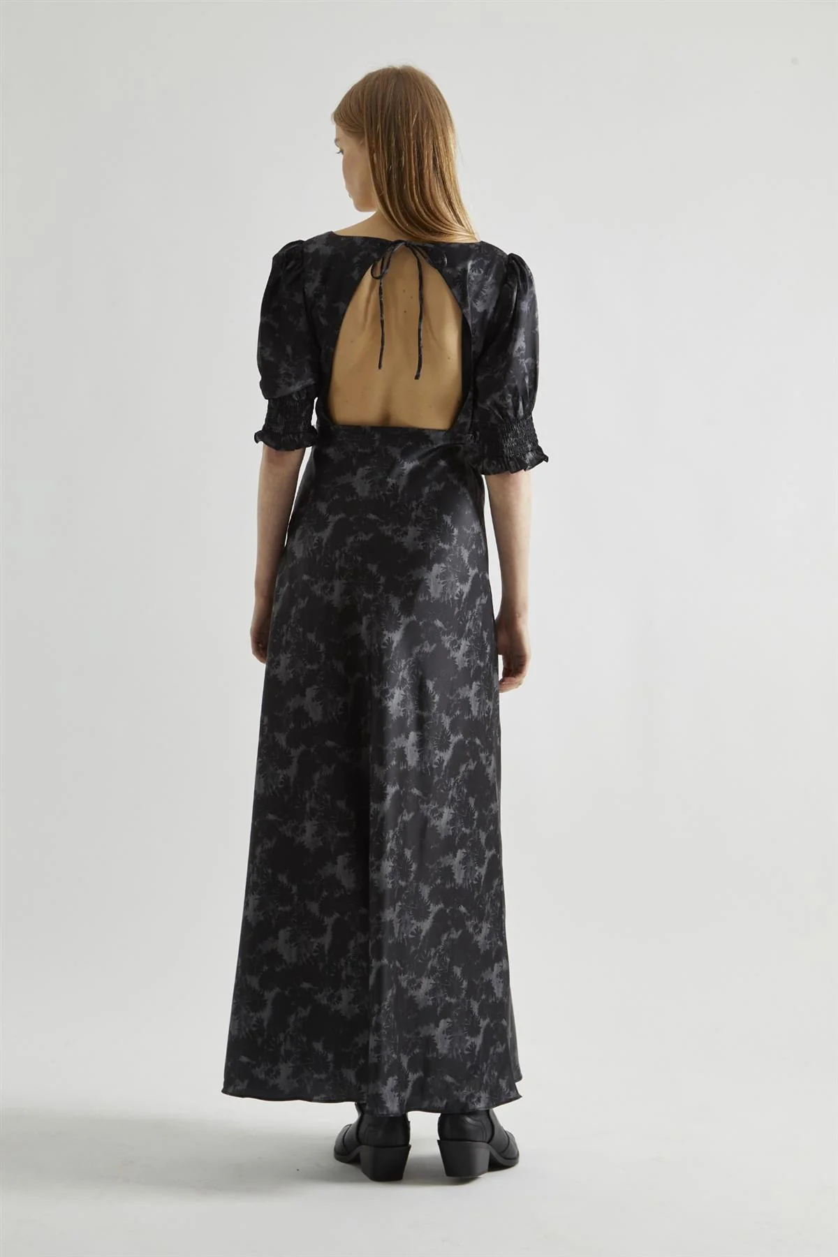 Charcoal Digital-Floral Twist-Front Maxi-Dress - Image 2