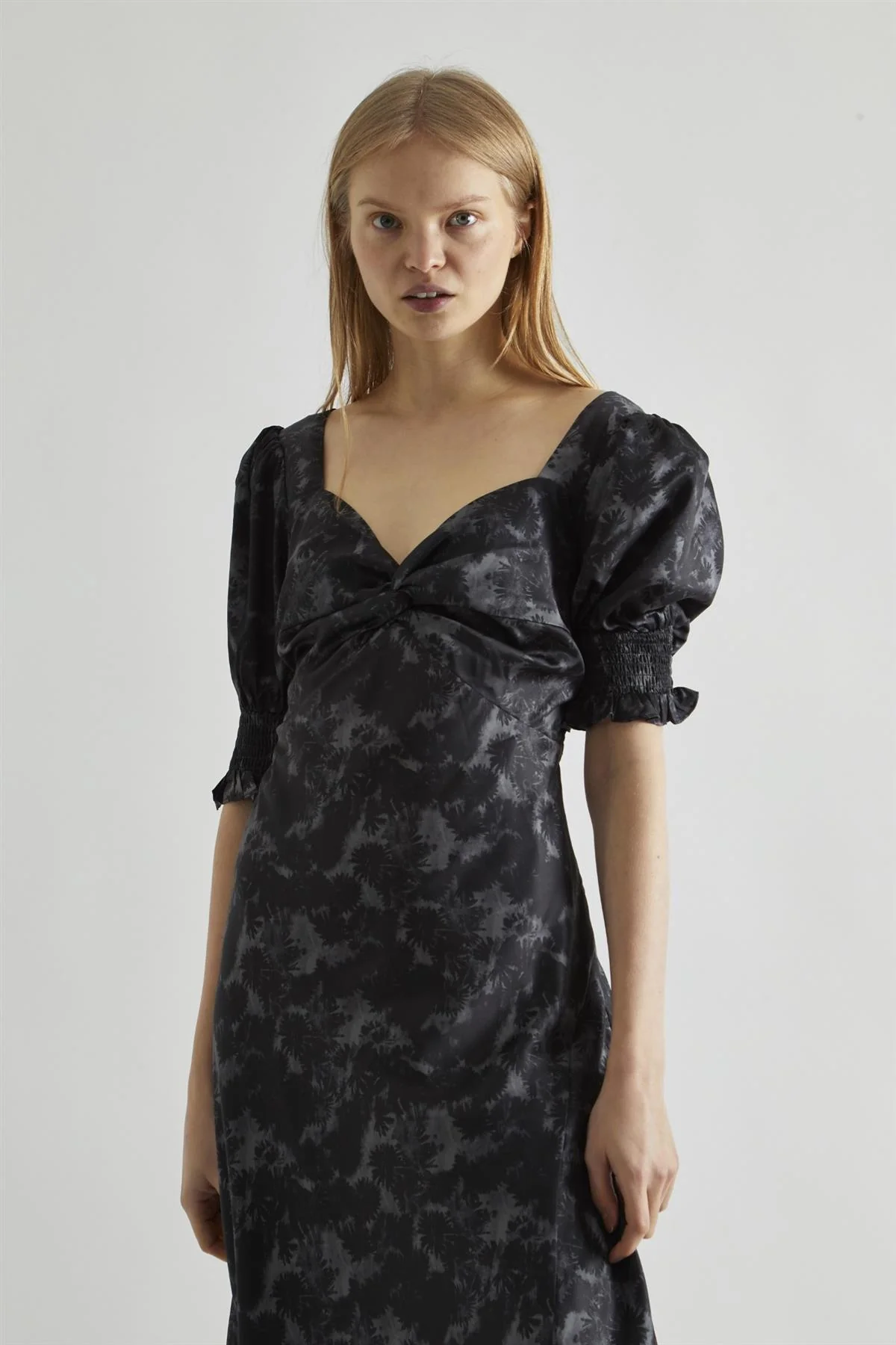Charcoal Digital-Floral Twist-Front Maxi-Dress - Image 3