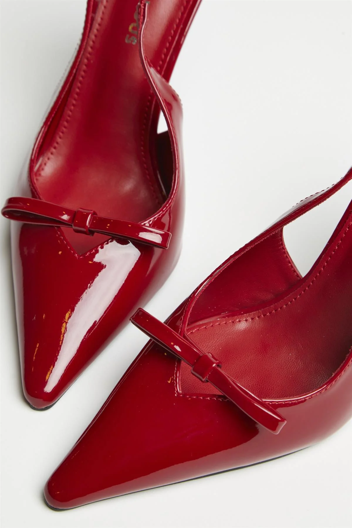 Cherry-Red Bow Slingback-Heels - Image 4
