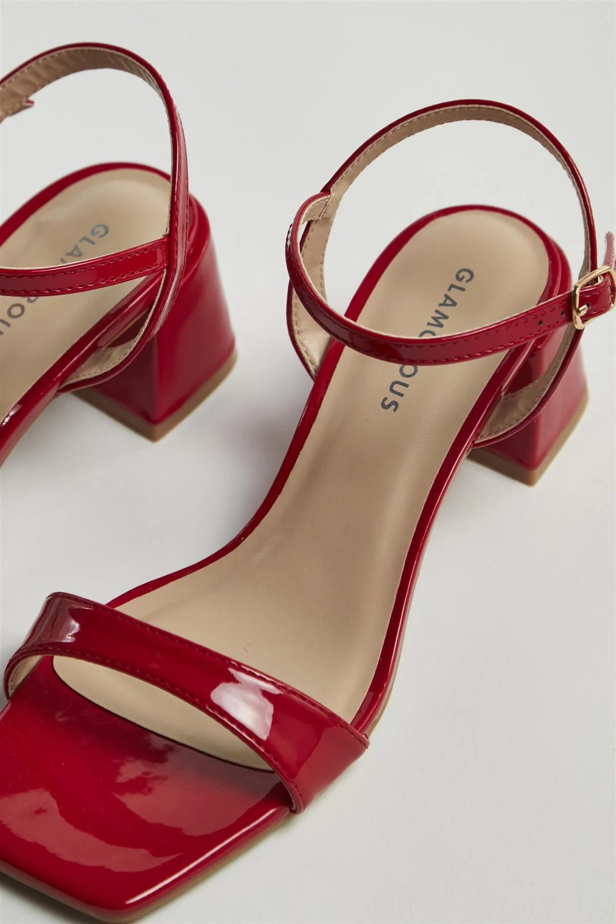 Cherry-Red Low Block-Heel Sandals - Image 2