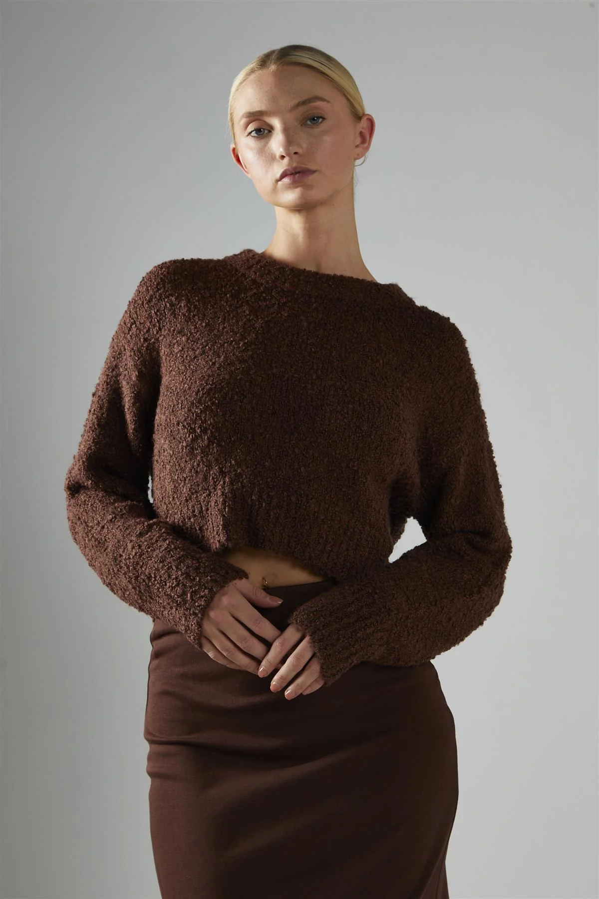 Chocolate-Brown Crew-Neck Jumper - Image 3