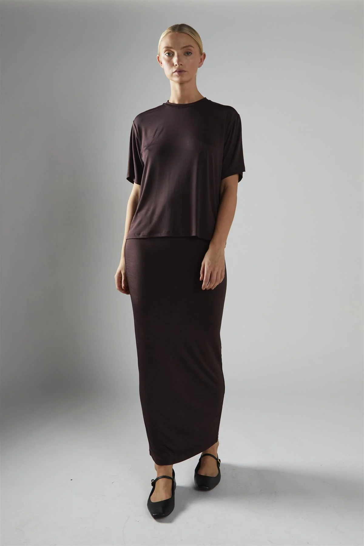 Chocolate-Brown Loose-Fit Top
