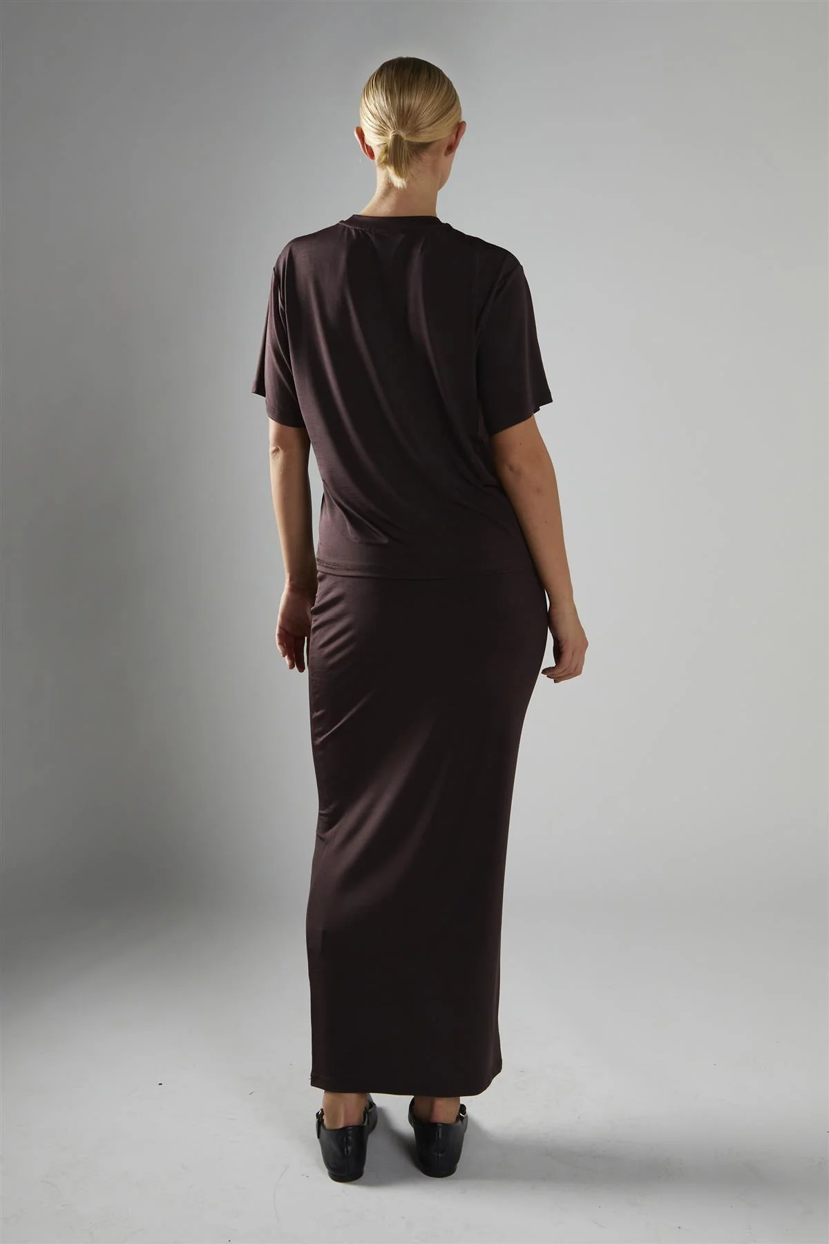 Chocolate-Brown Soft-Drape Maxi-Skirt - Image 2