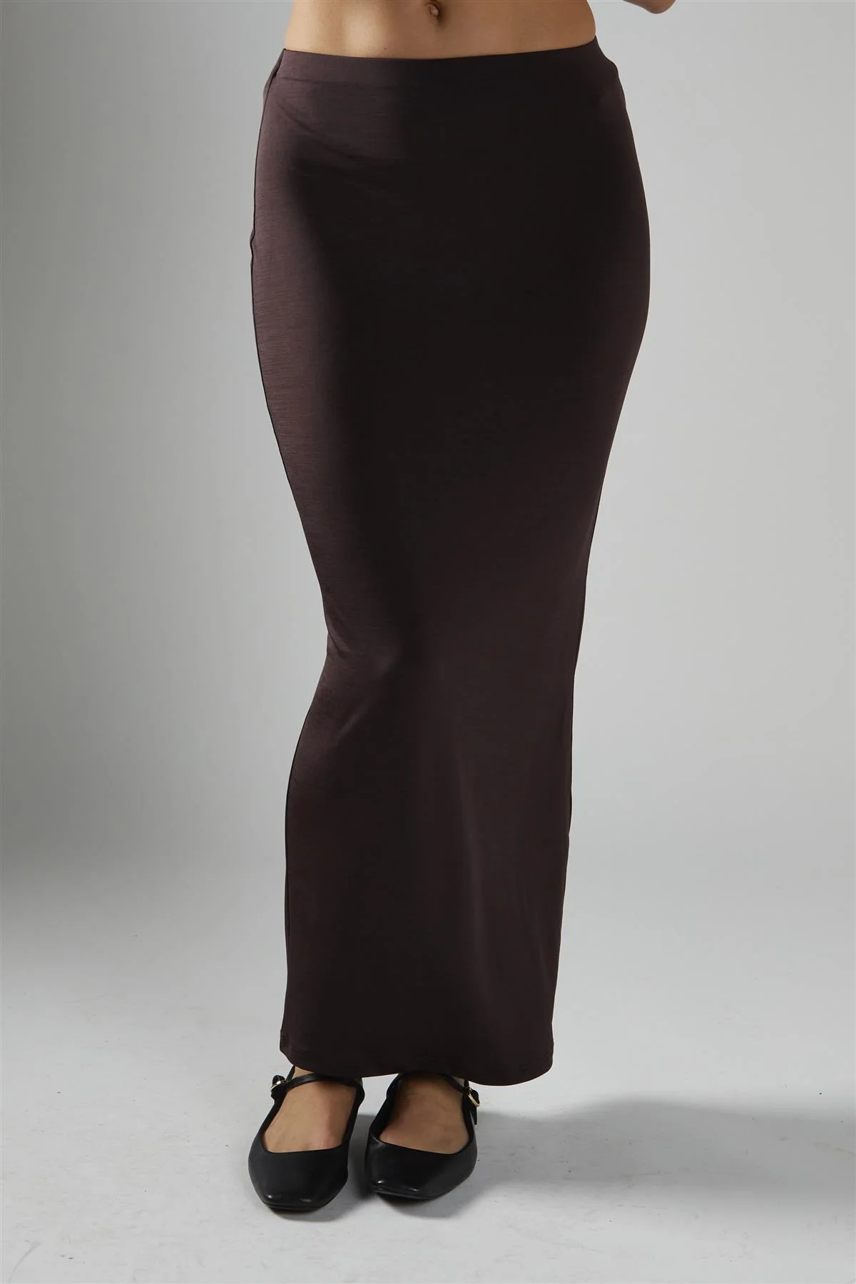 Chocolate-Brown Soft-Drape Maxi-Skirt - Image 3