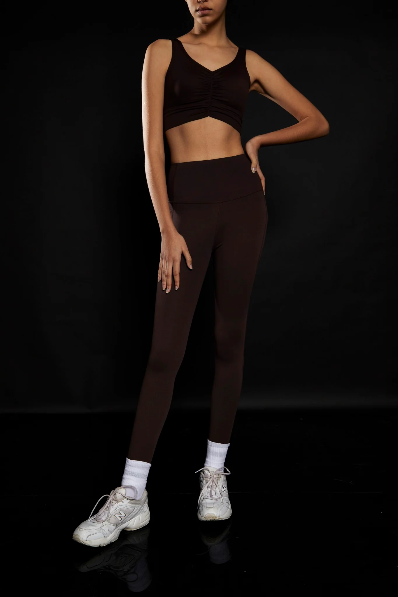 Chocolate High Waisted Gym Leggings - Image 3