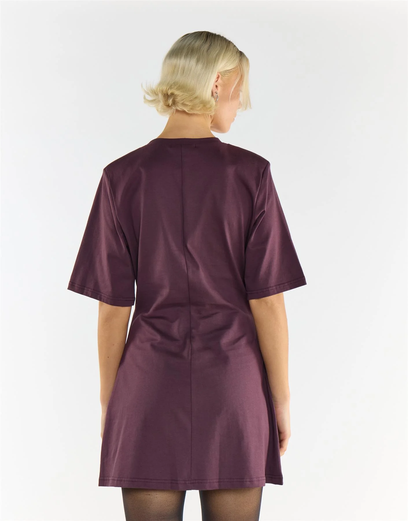 Chocolate Plum Cotton Mini Dress - Image 2
