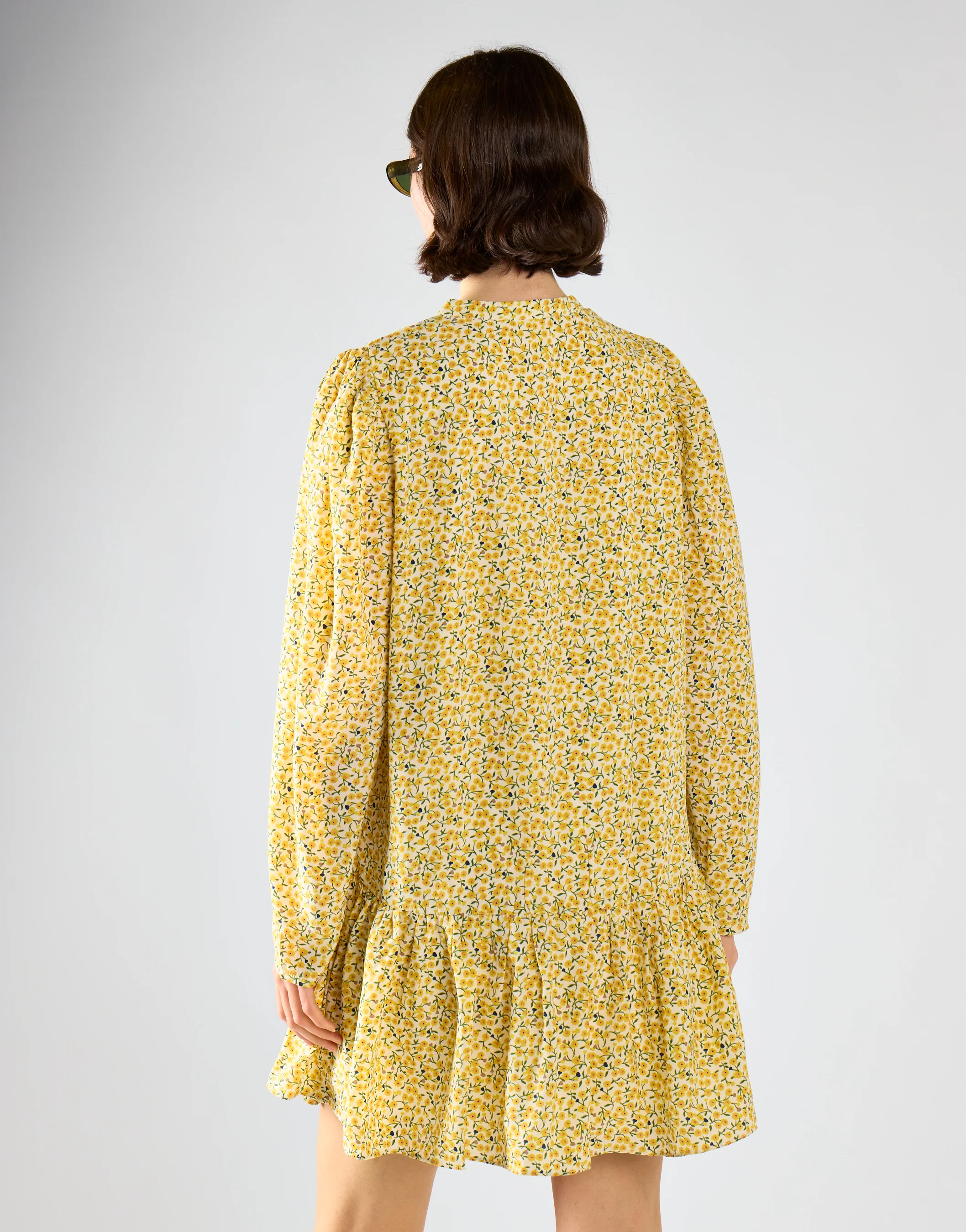 Citron Daisy Floral Long Sleeve Smock Dress - Image 2