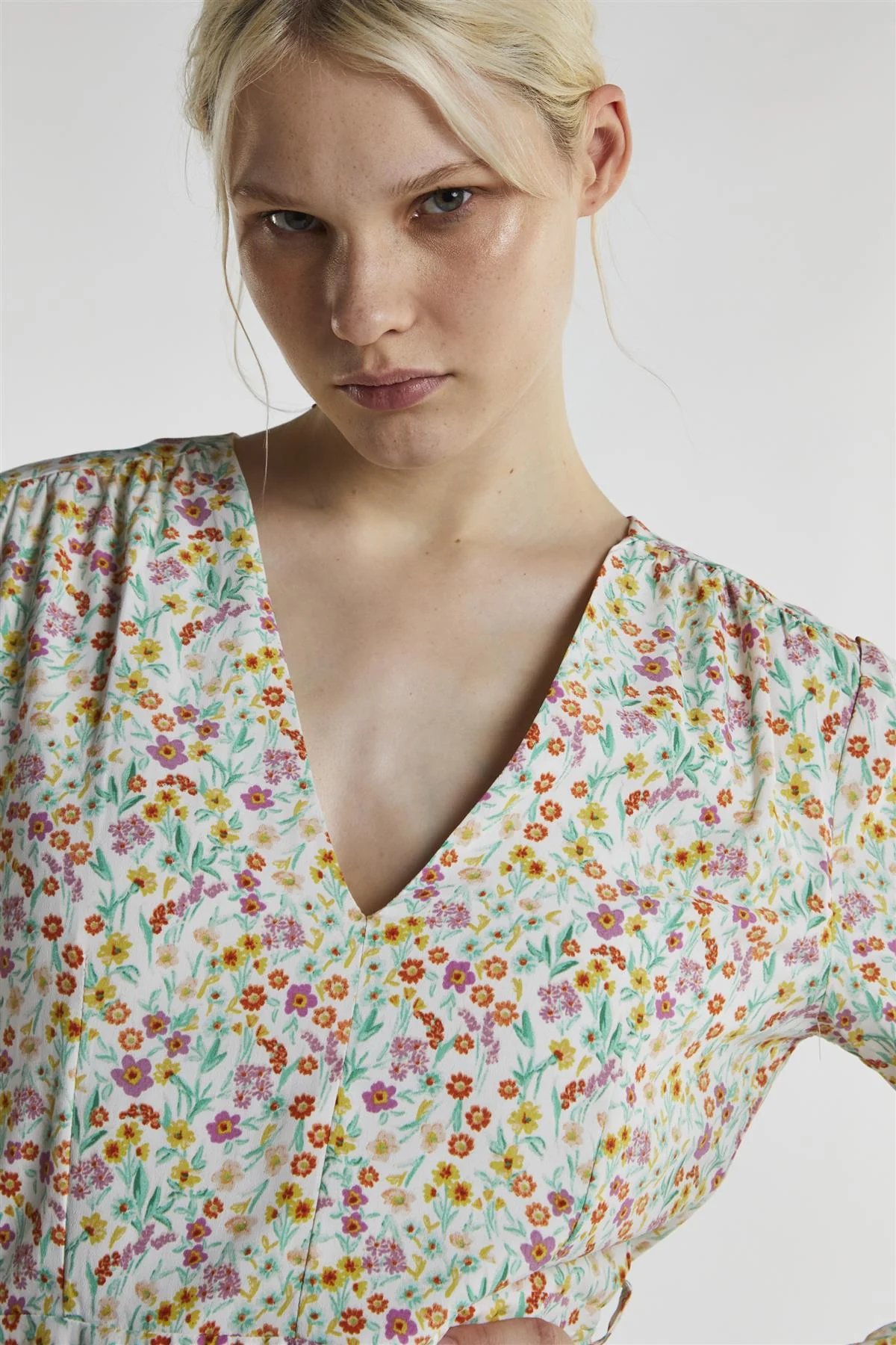 Citron-Orchid-Ditsy Long-Sleeve Mini-Dress - Image 4