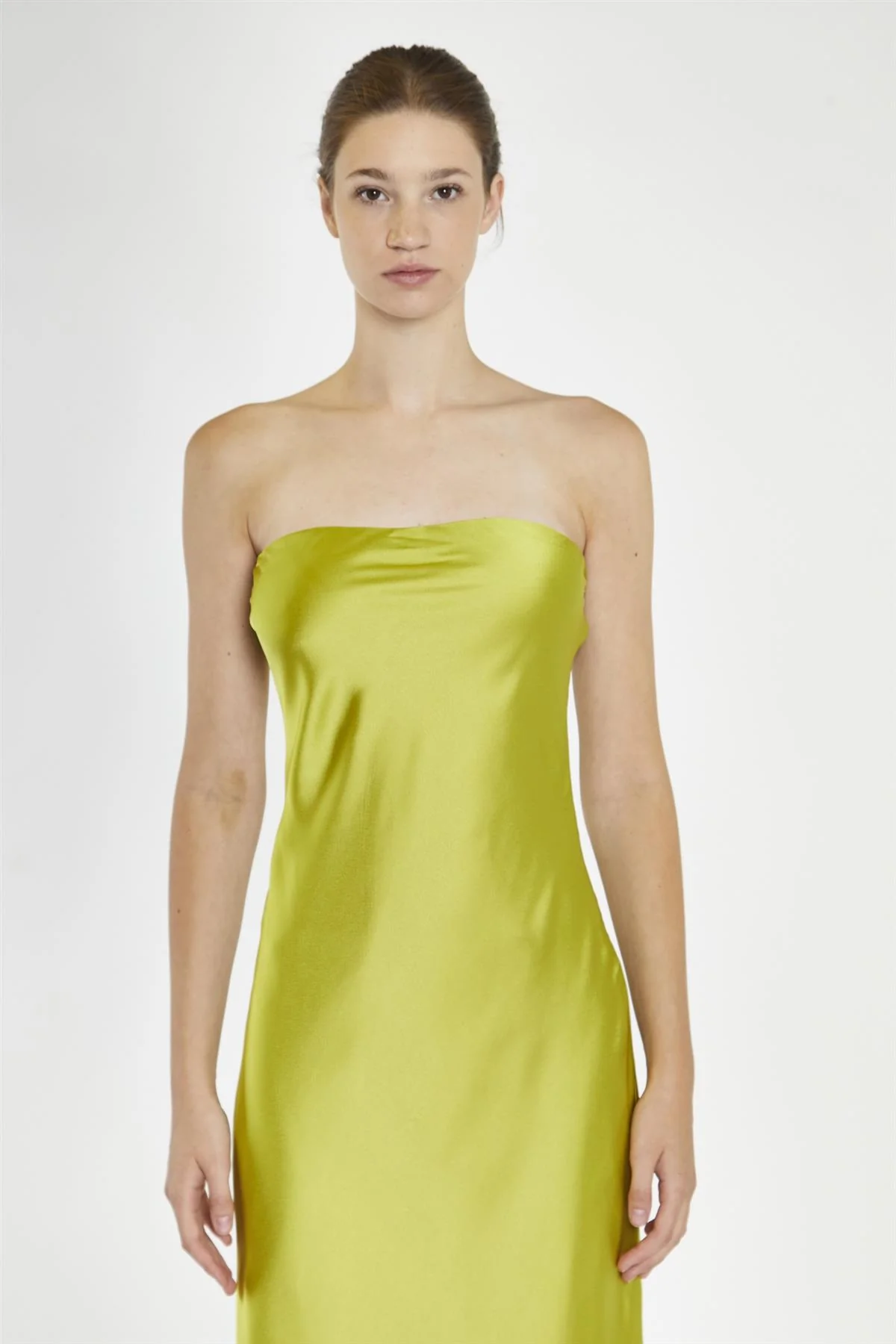Citrus-Green Strapless Bias-Cut Midaxi-Dress - Image 2