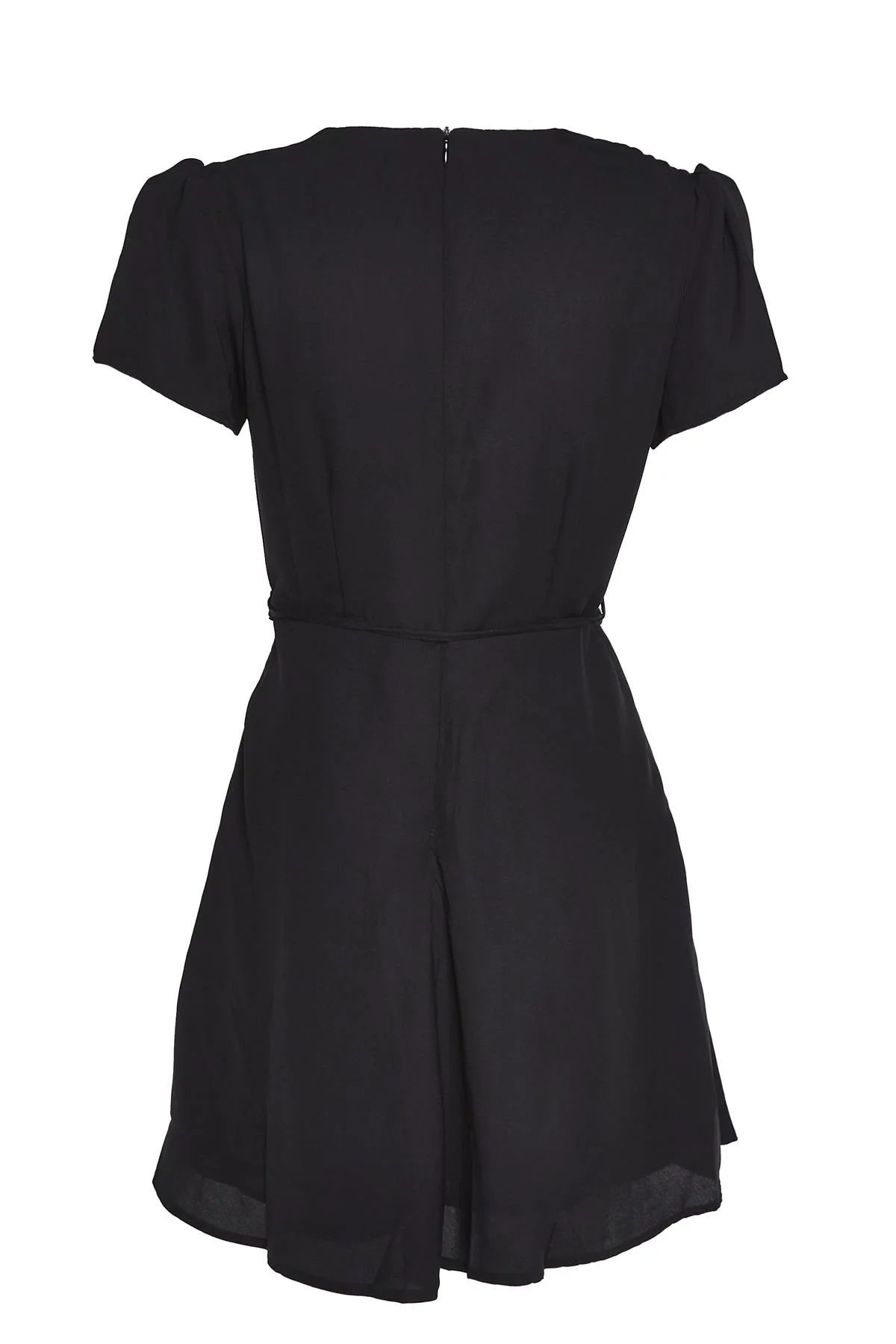 Black V-Neck Short Sleeve Mini Dress - Image 8