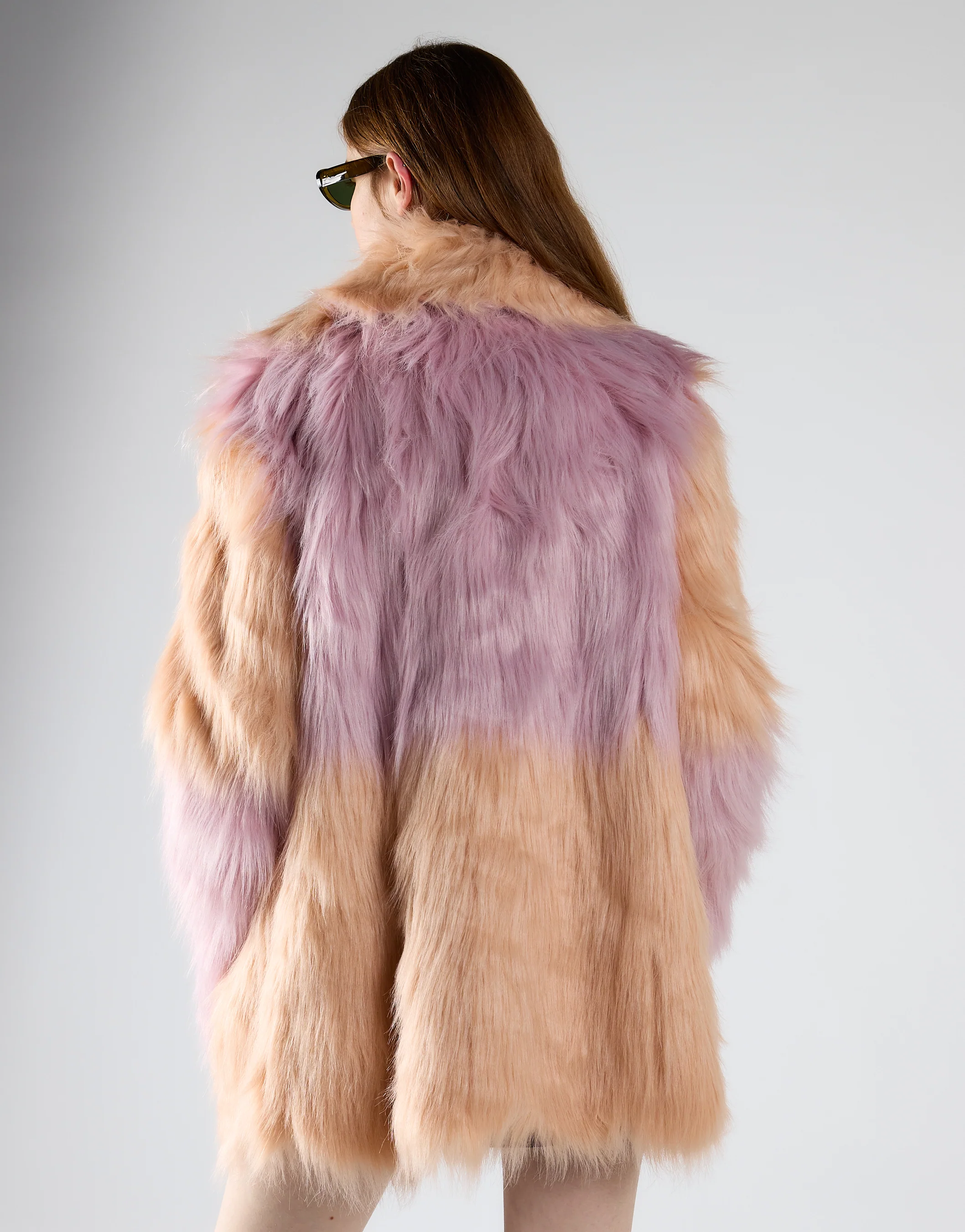 Collared Faux Fur Coat - Pastel Ombre - Image 2