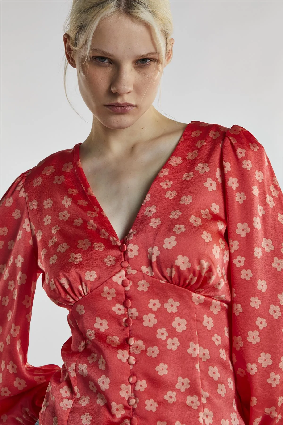 Coral-Pink Daisy Long-Sleeve Top - Image 4