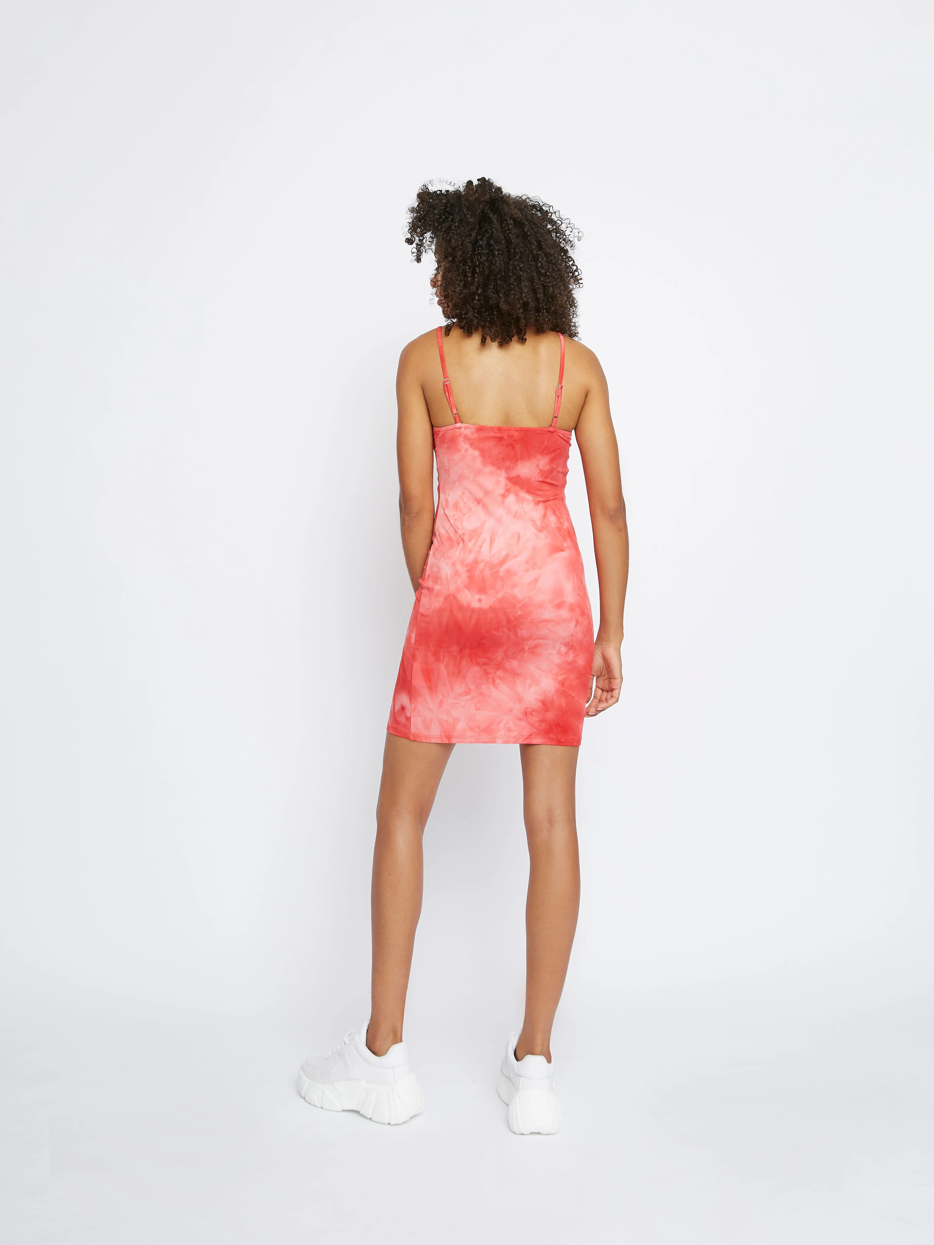 Glamorous Coral Pink Tie Dye Mini Dress - Image 3